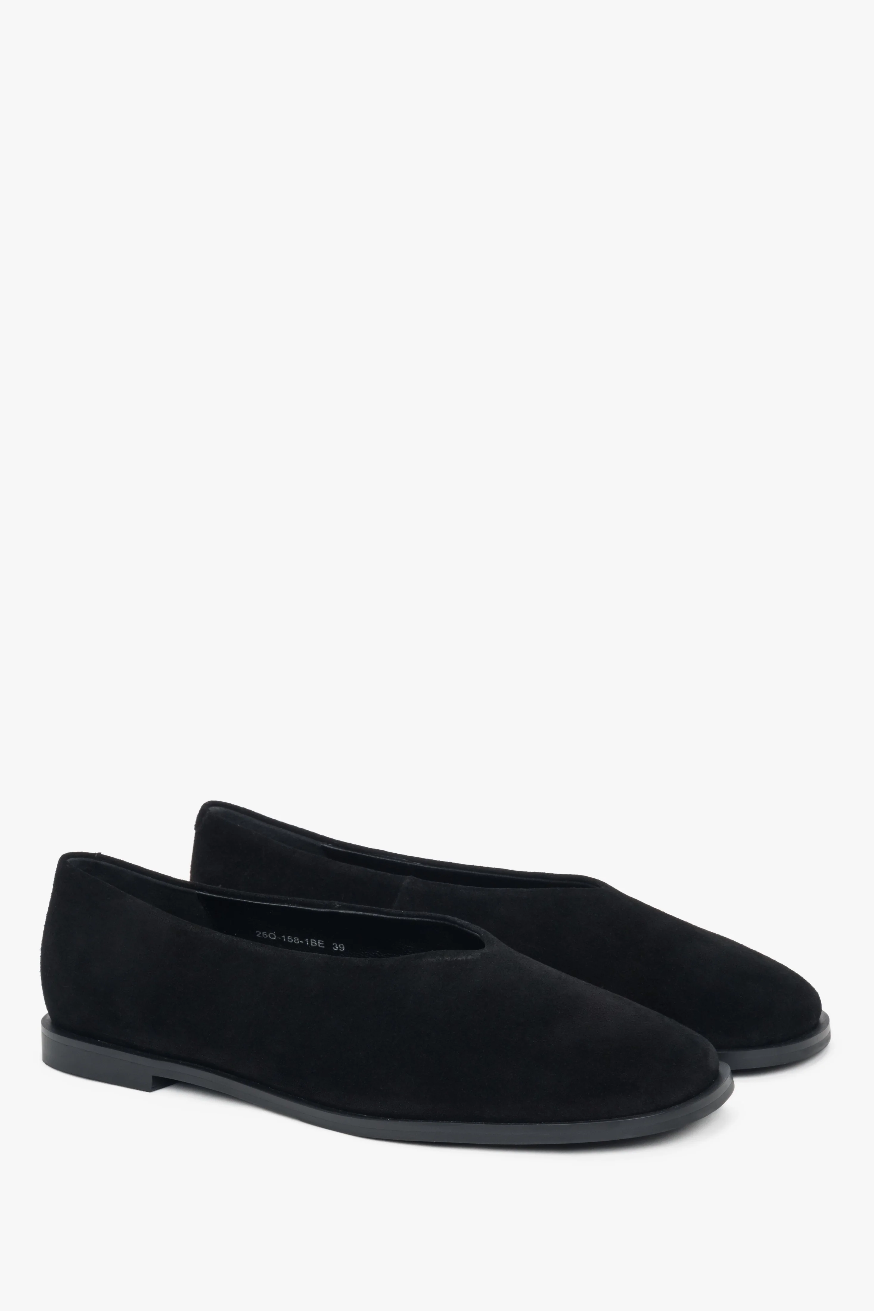 Miękkie czarne baleriny damskie z weluru naturalnego typu barefoot Estro ER00117917 - Image 3
