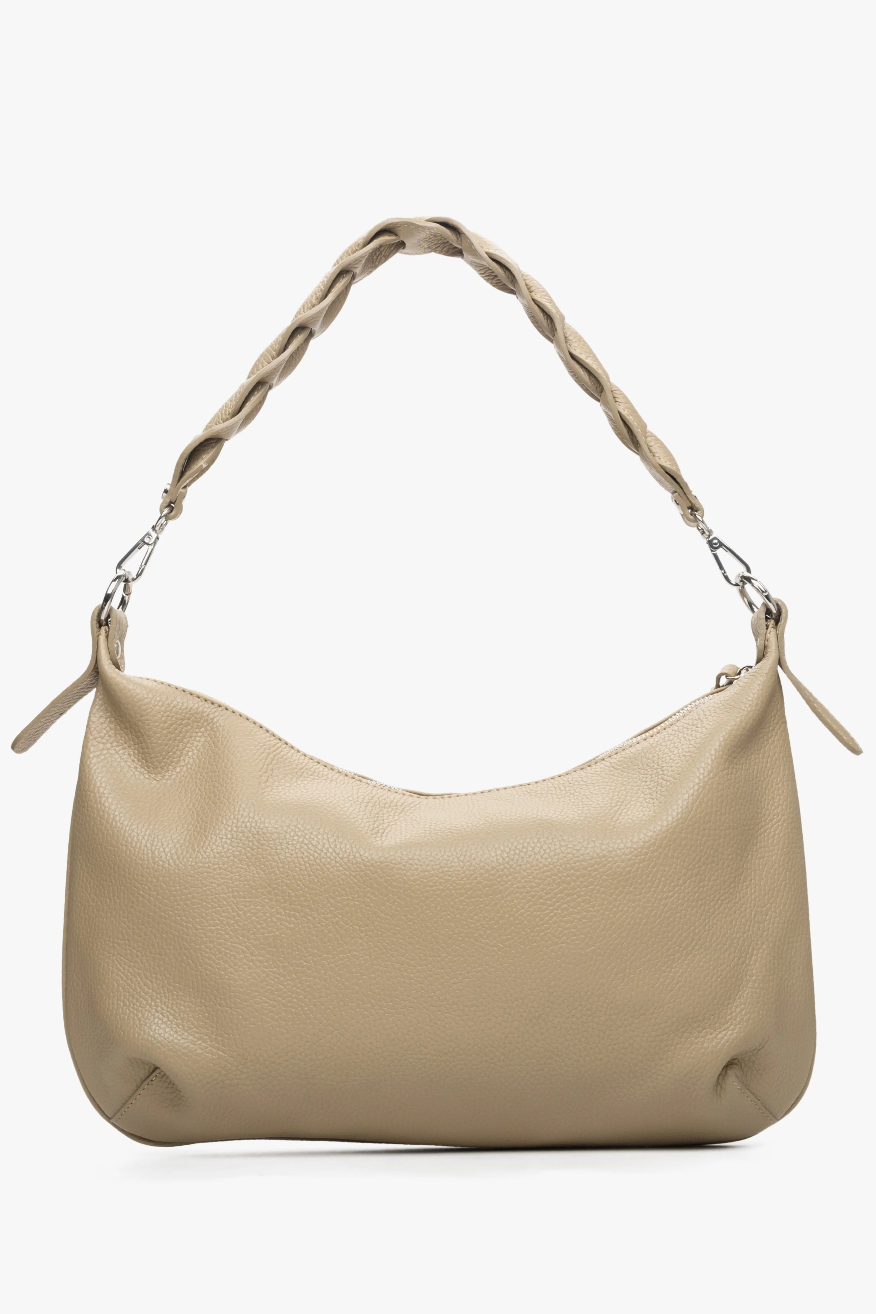 Beżowa torebka damska typu shoulder bag z włoskiej skóry naturalnej Estro ER00113003 - Image 3