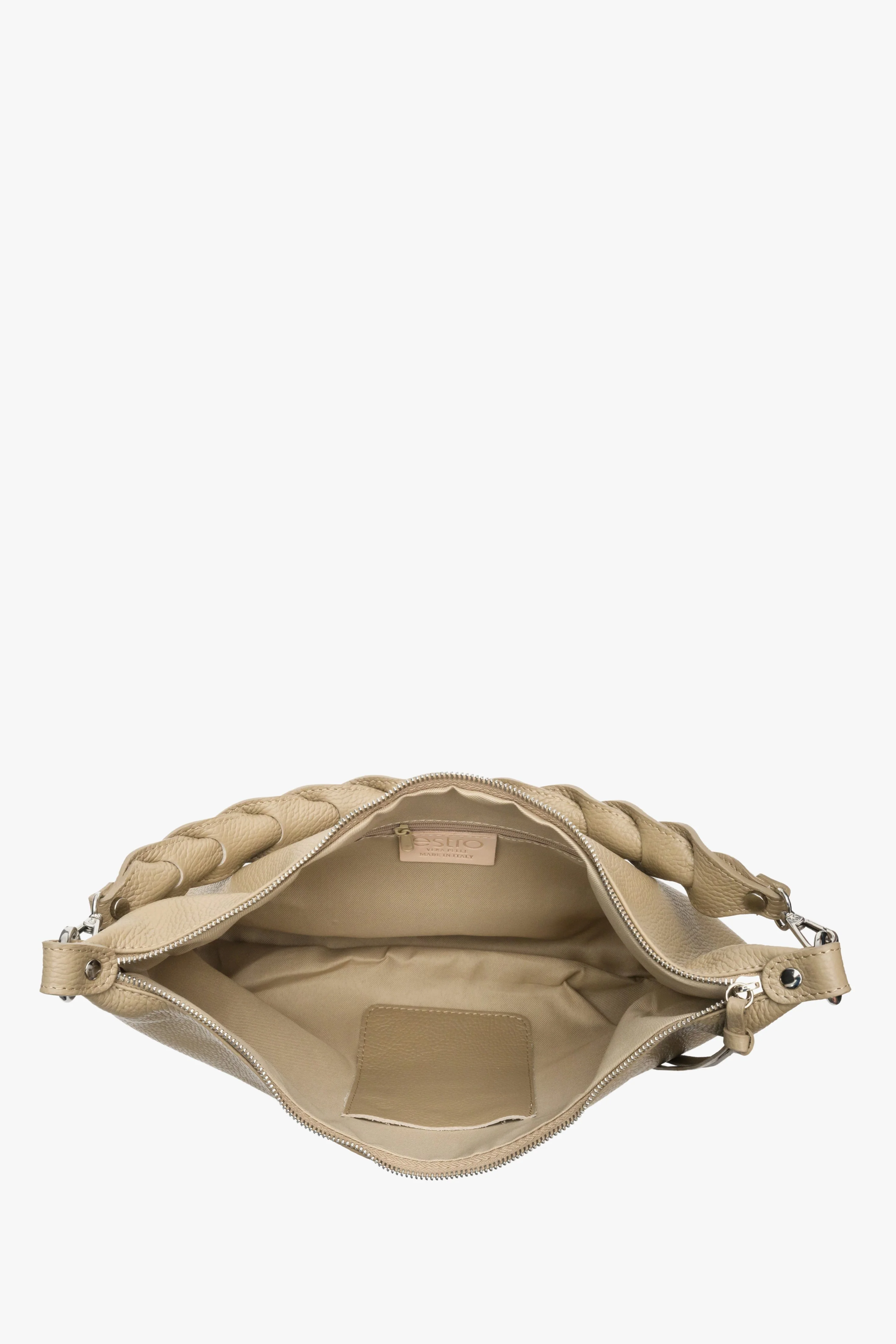 Beżowa torebka damska typu shoulder bag z włoskiej skóry naturalnej Estro ER00113003 - Image 4