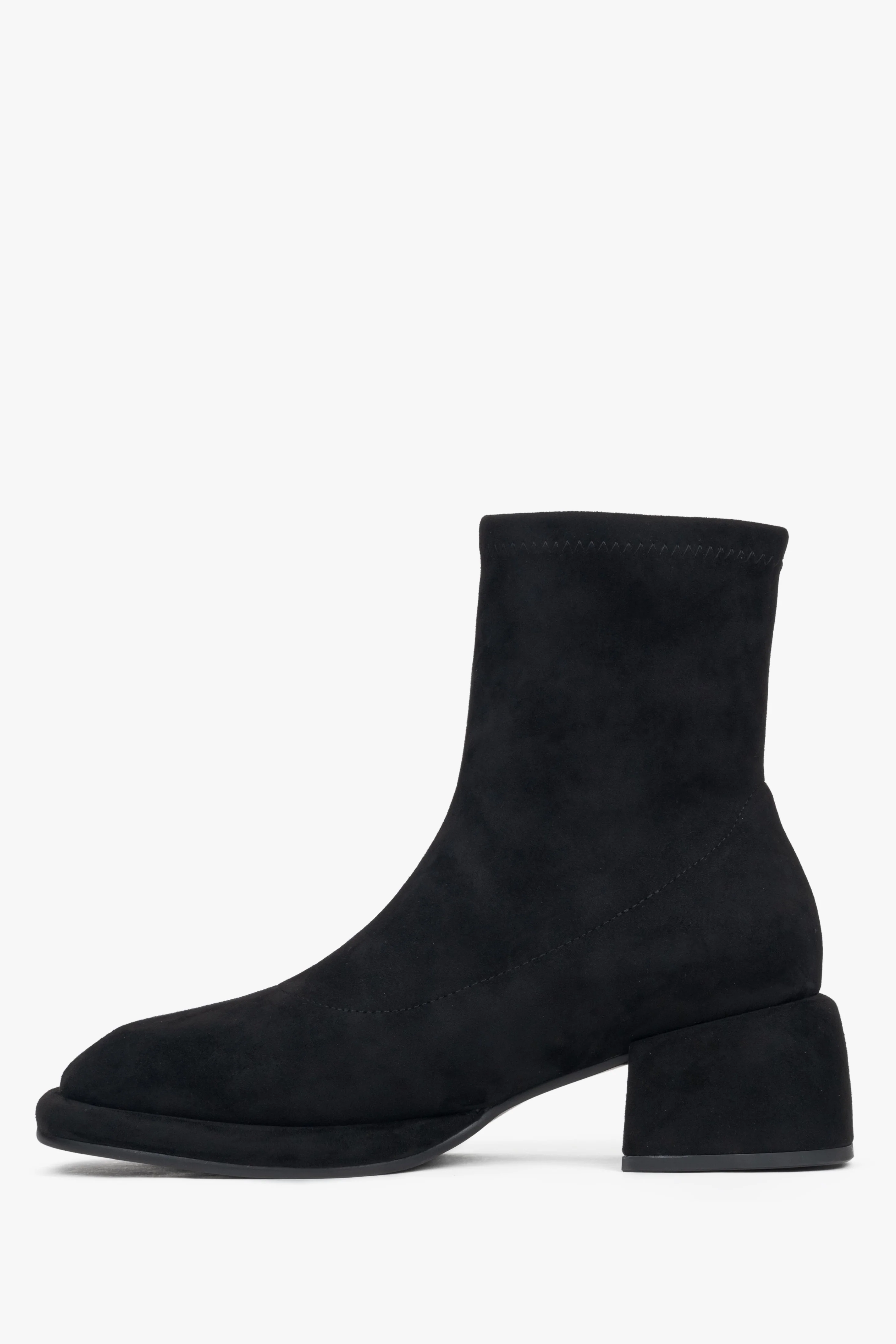 Czarne botki damskie z weluru naturalnego Estro ER00116163 - Image 4