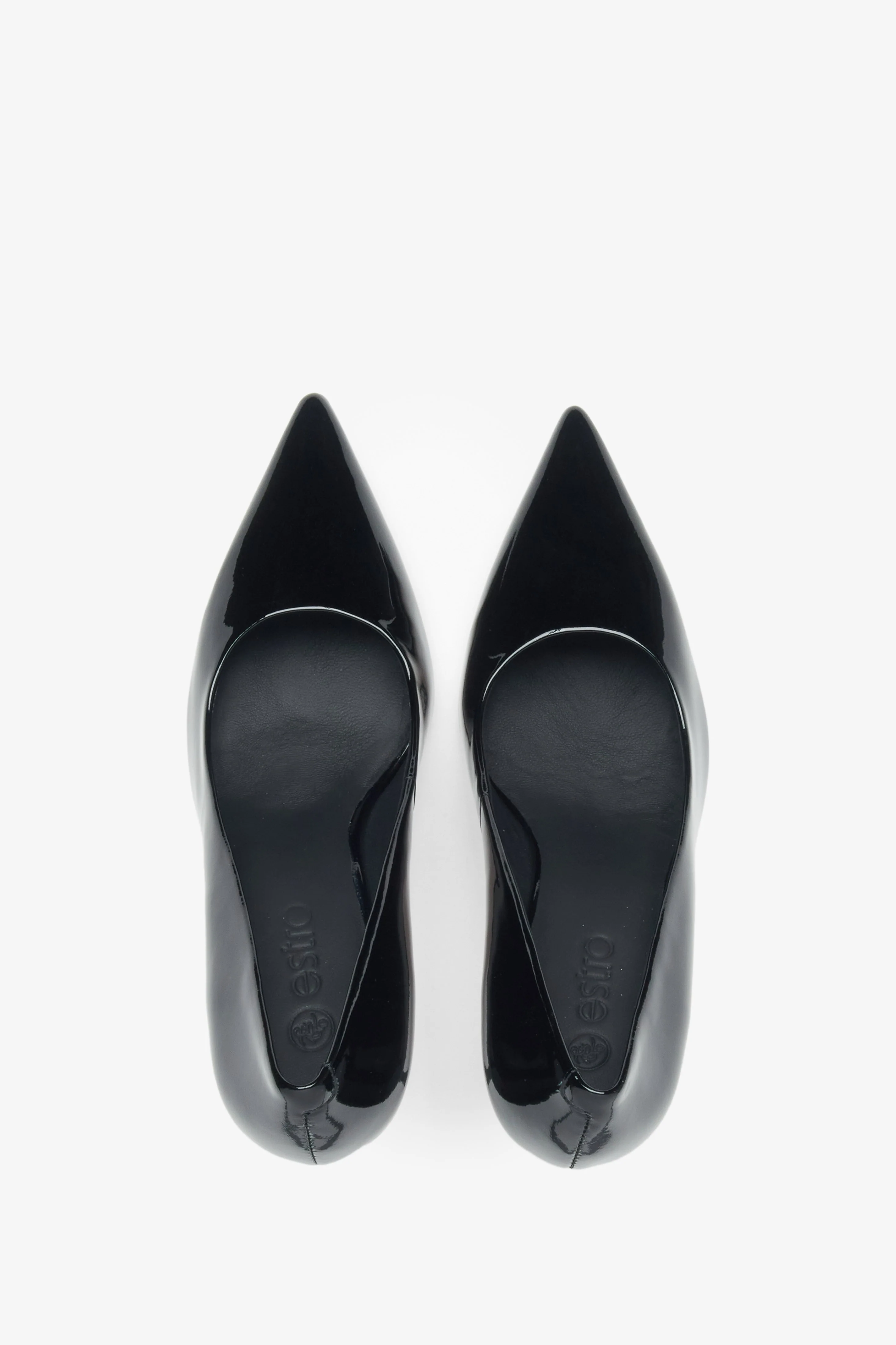 Czarne buty na wysokim obcasie z lakierowanej skóry z czubkiem w szpic Estro ER00115995 - Image 4