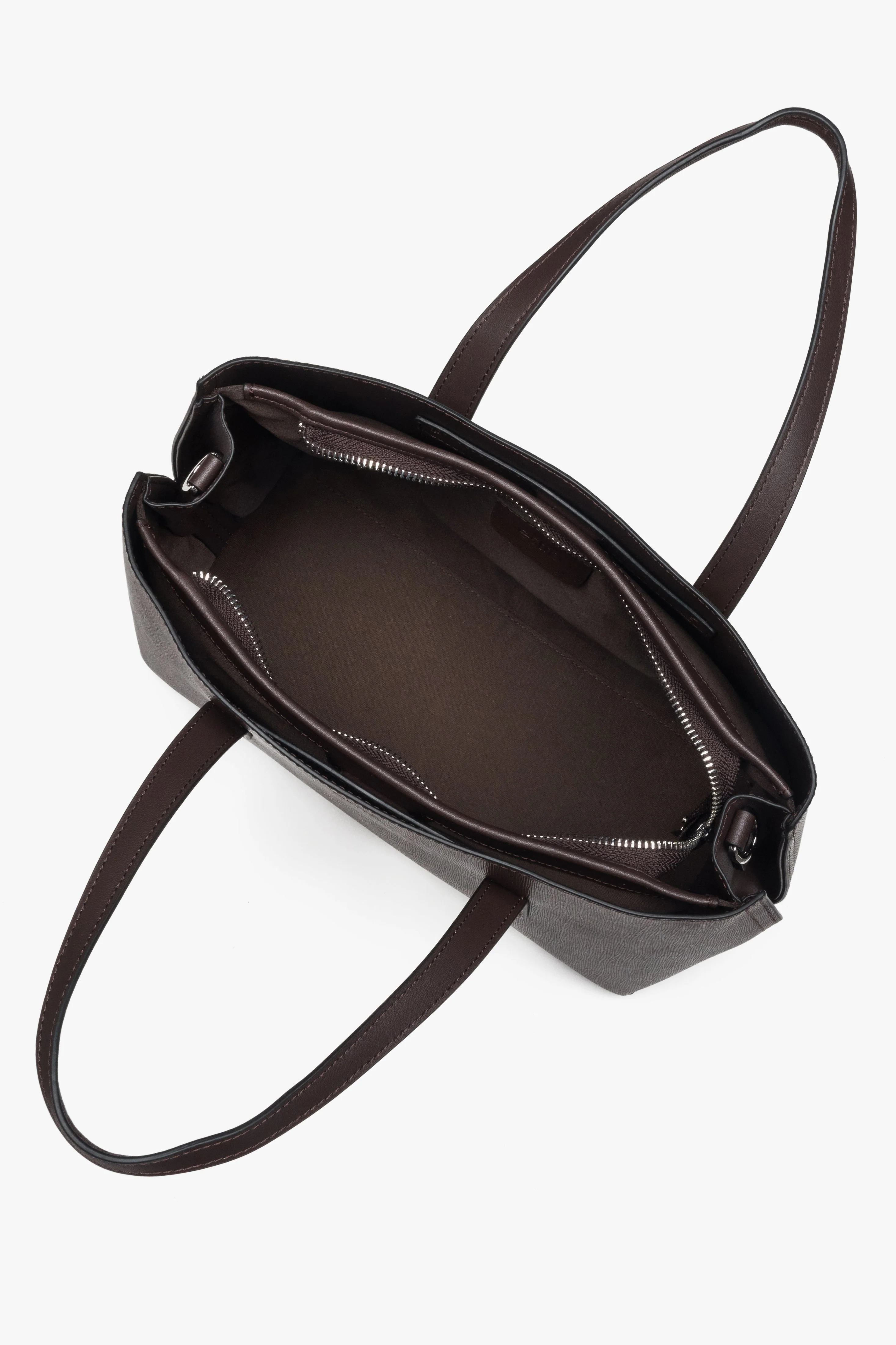 Ciemnobrązowa elegancka torebka damska typu tote ze skóry naturalnej Estro ER00118995 - Image 4