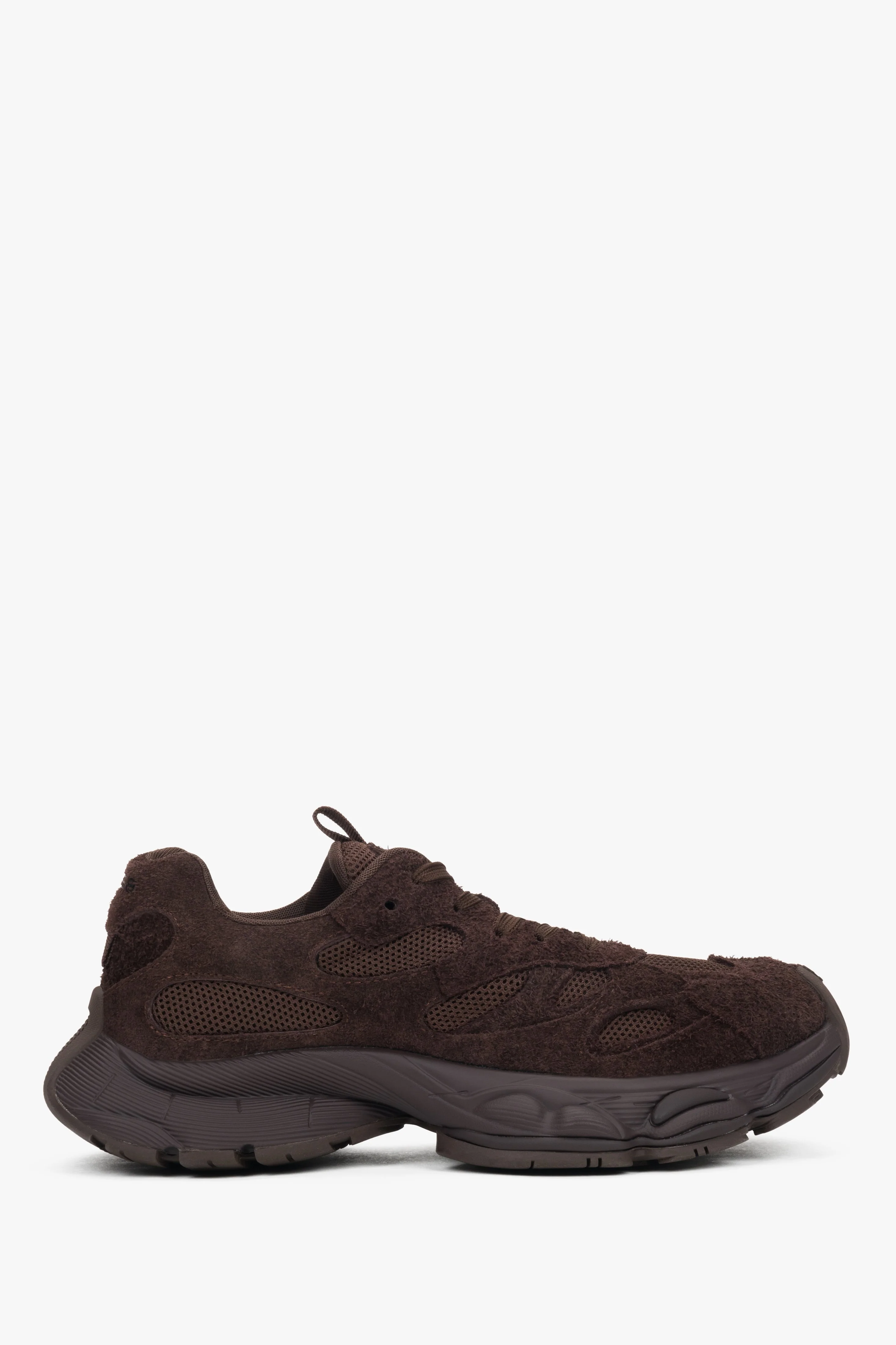 Ciemnobrązowe sneakersy damskie z miękkiego weluru na sprężystej platformie ES8 ER00118878 - Image 12