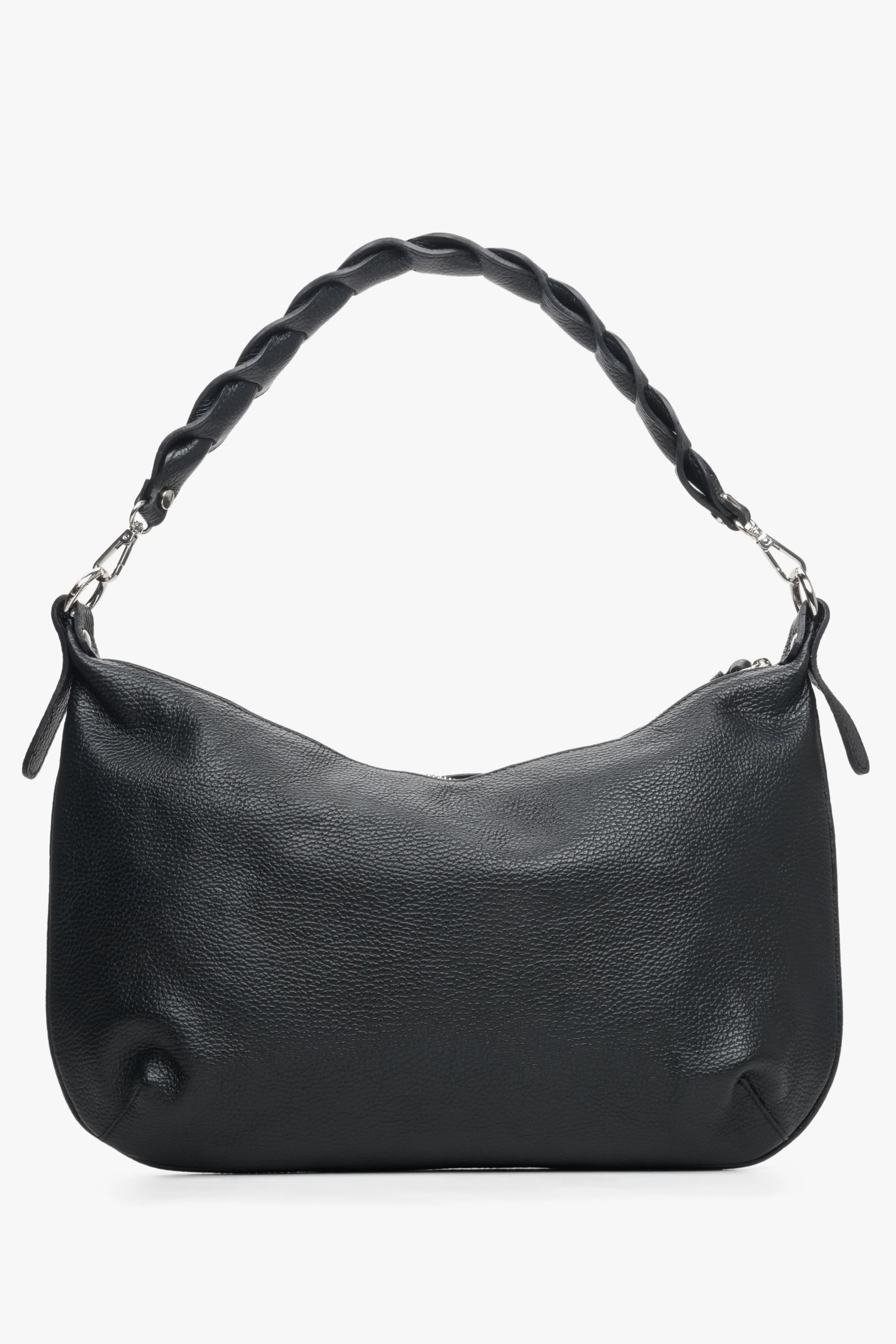Czarna torebka damska typu shoulder bag z włoskiej skóry naturalnej Estro ER00113001 - Image 3
