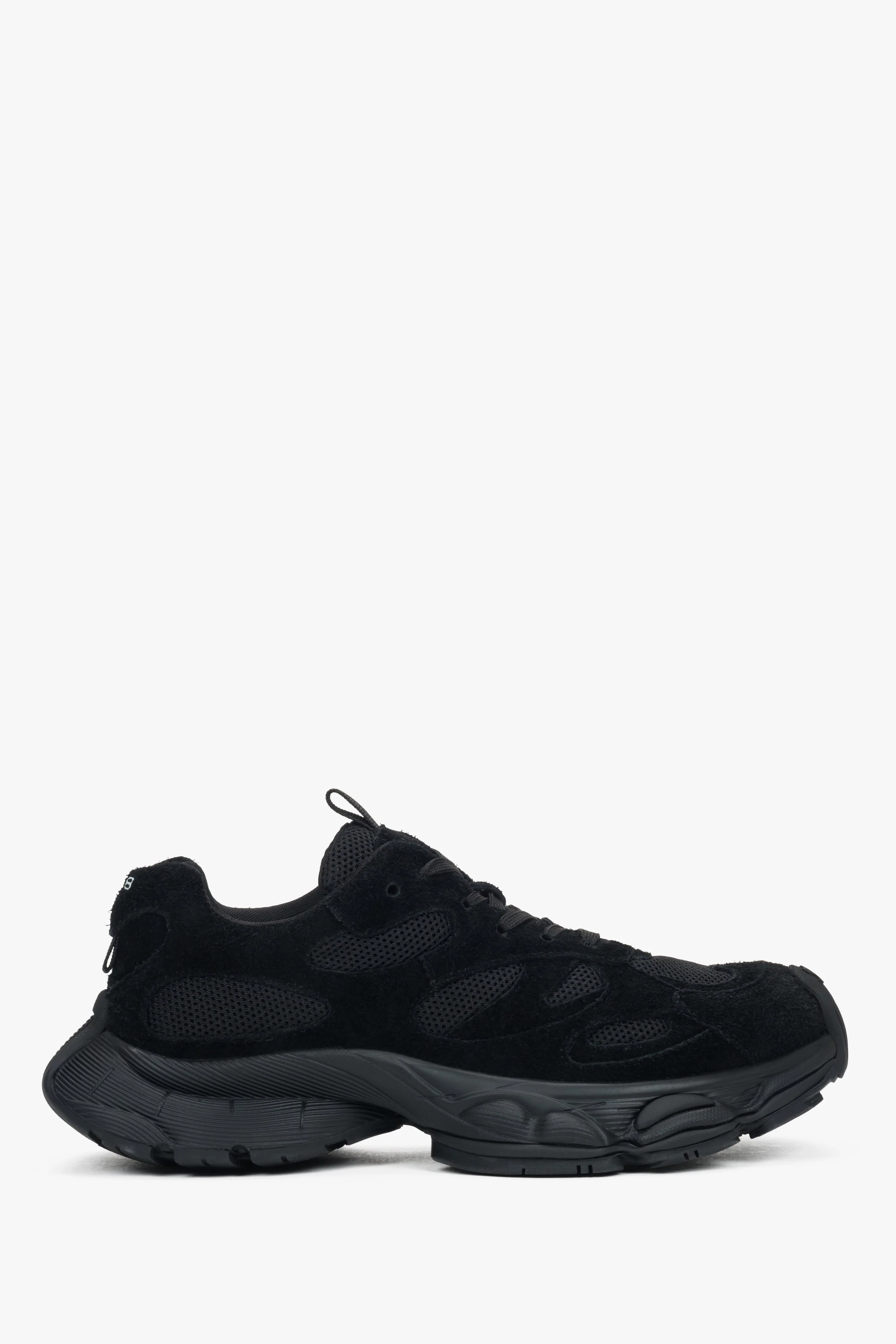 Czarne sneakersy damskie z miękkiego weluru na sprężystej platformie ES8 ER00118869 - Image 2