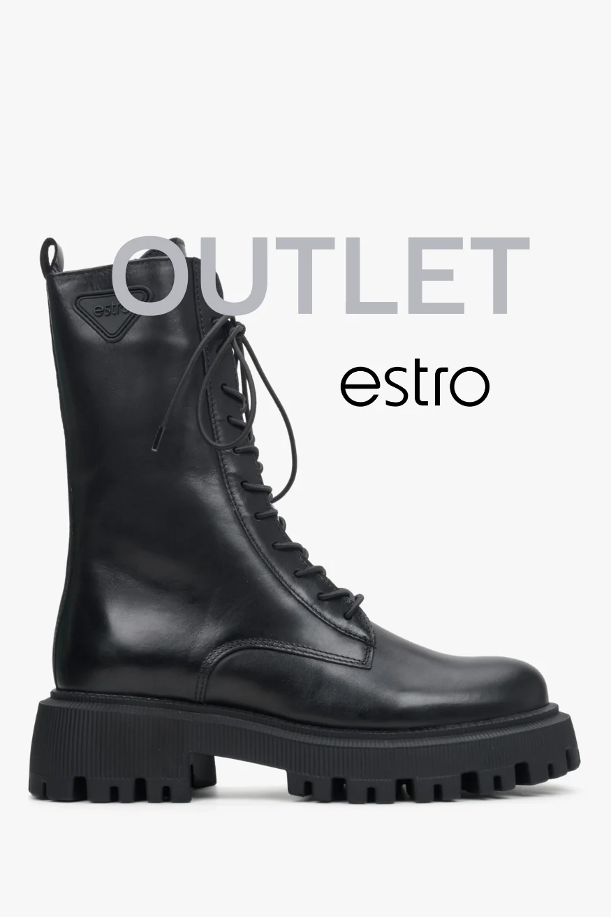 Czarne wysokie botki damskie z włoskiej skóry naturalnej Estro OUTLET