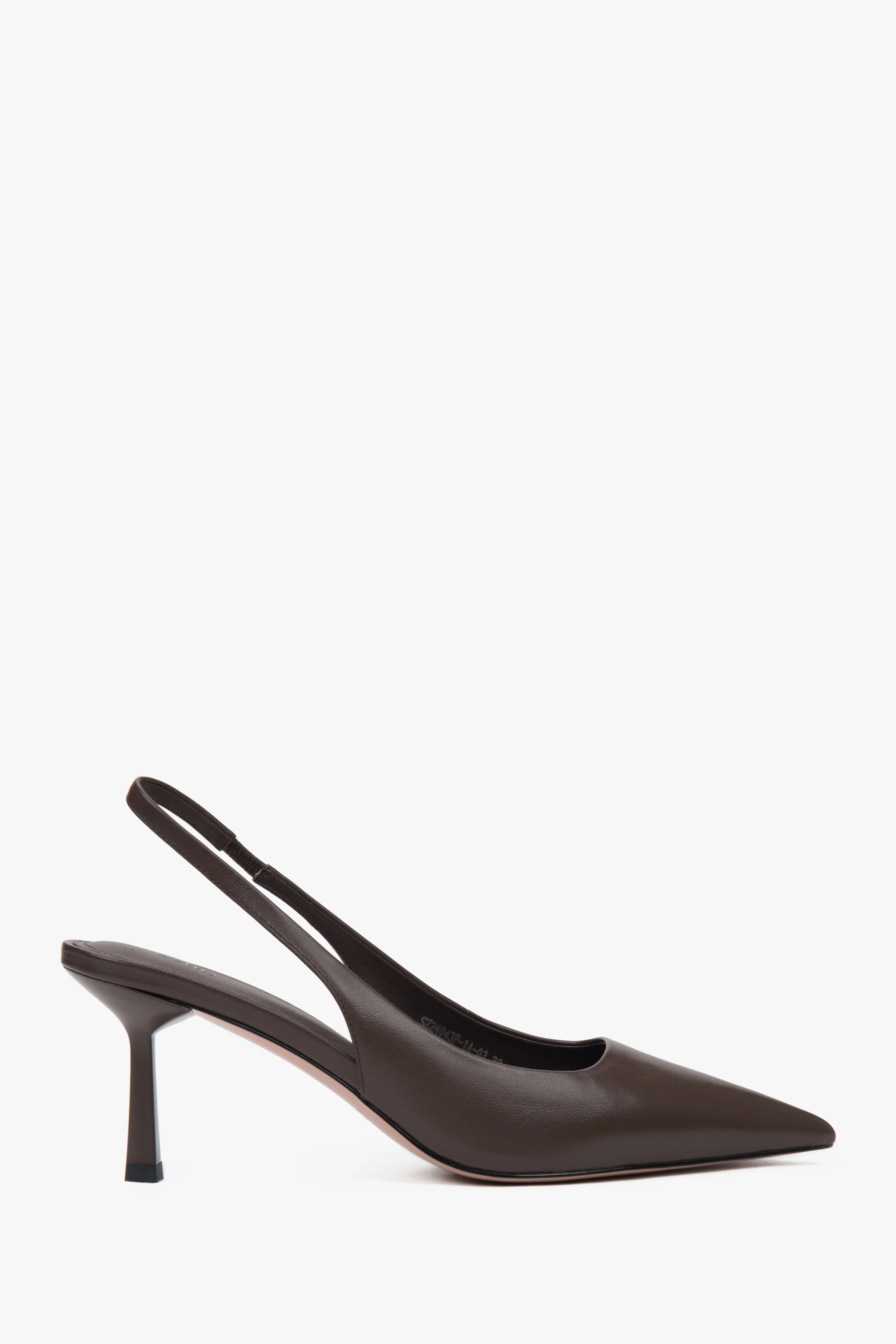 Ciemnobrązowe czółenka damskie typu slingback na wysokim obcasie Estro ER00116974