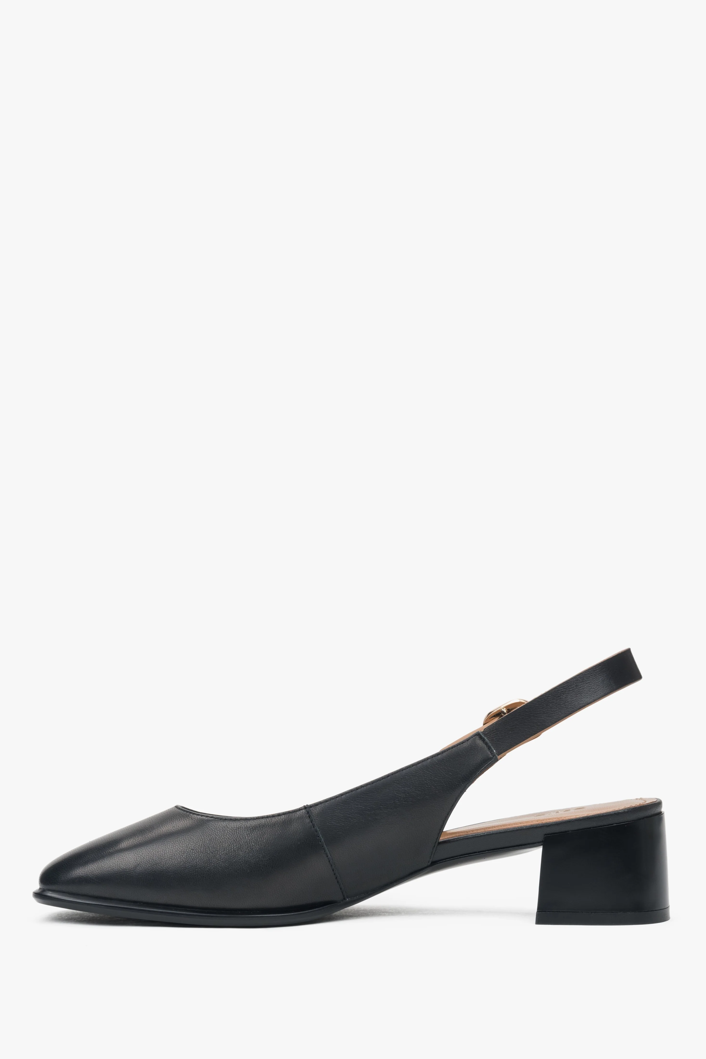 Czarne czółenka damskie typu slingback na niskim obcasie Estro ER00116971 - Image 5