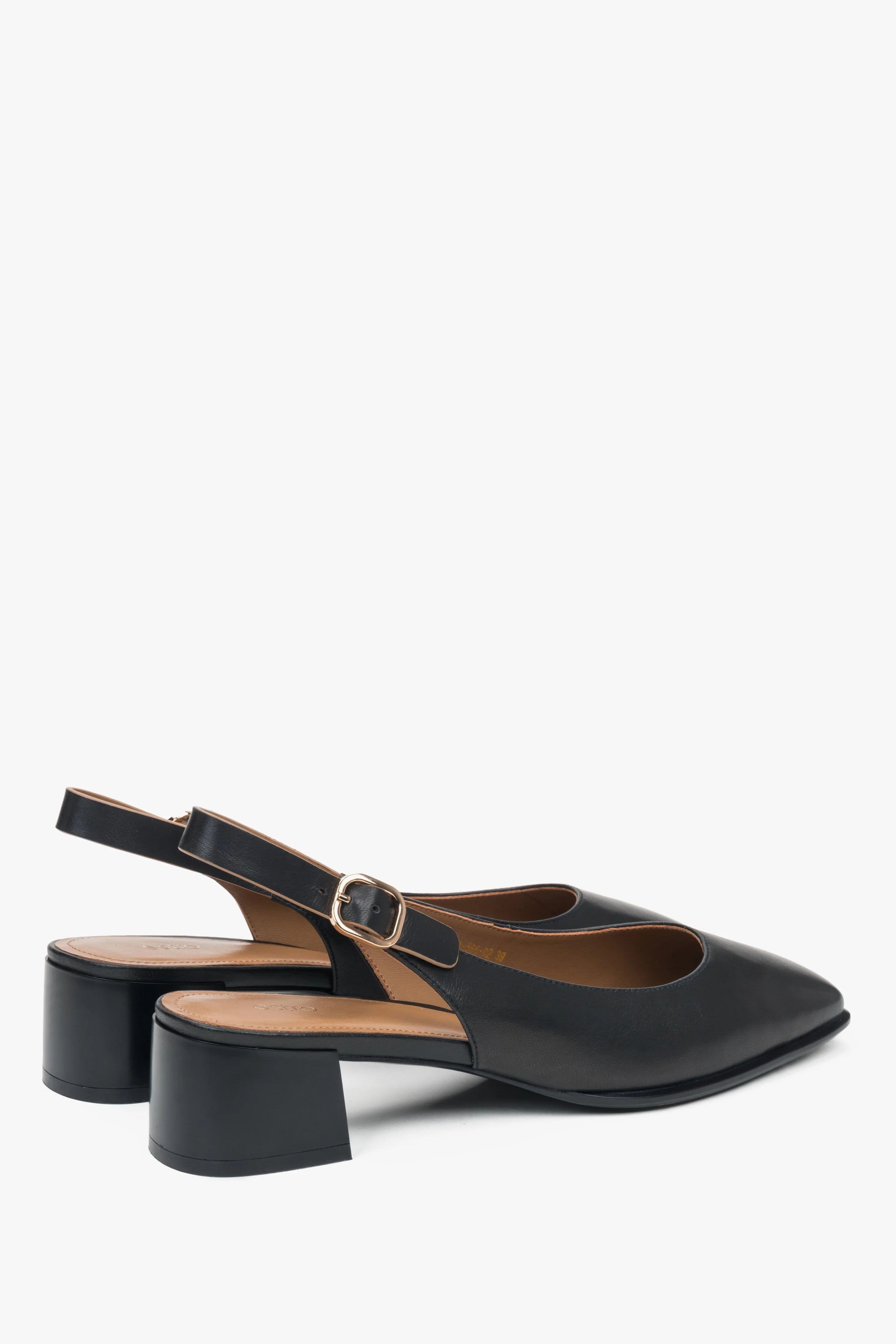 Czarne czółenka damskie typu slingback na niskim obcasie Estro ER00116971 - Image 6
