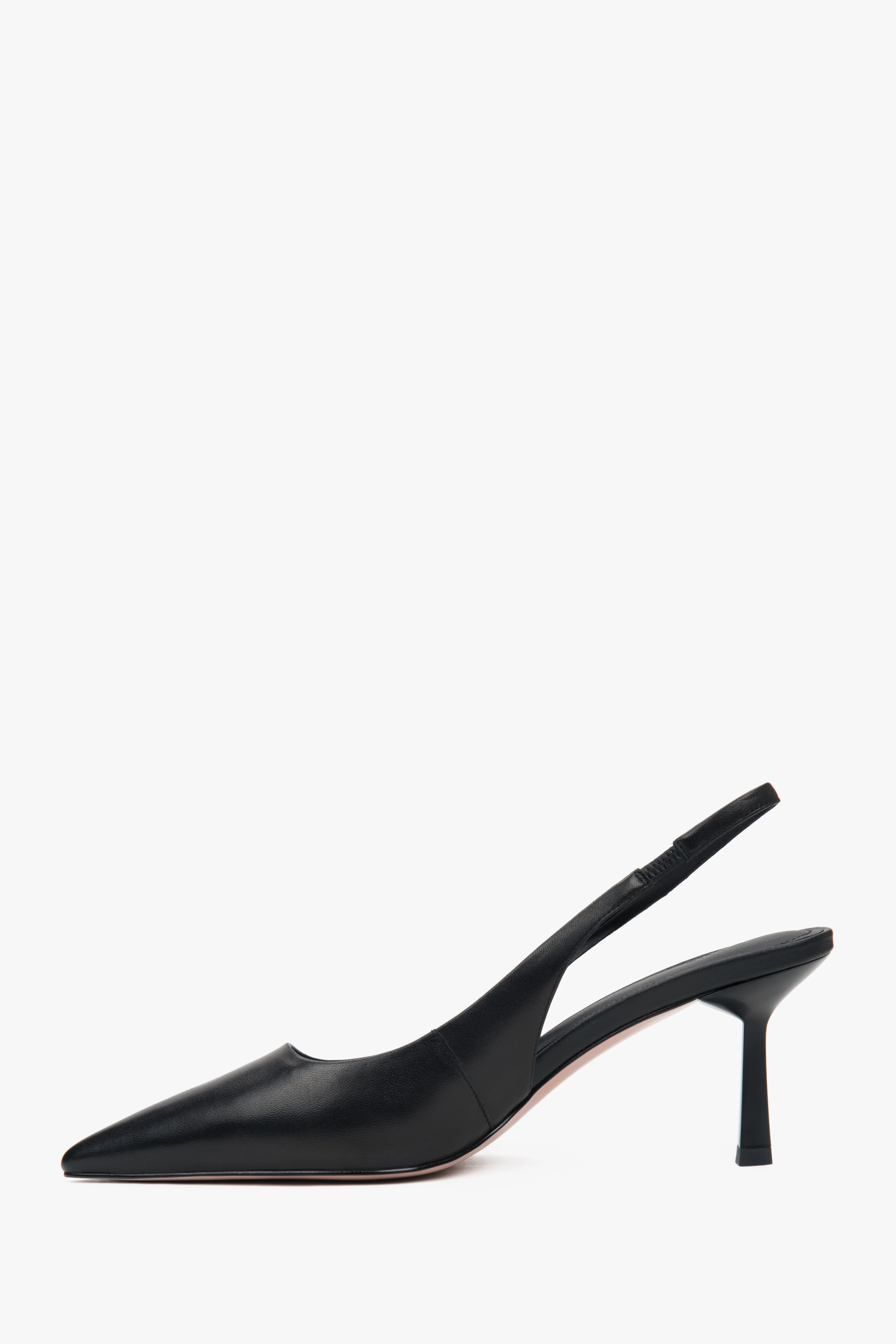Czarne czółenka damskie typu slingback na wysokim obcasie Estro ER00116972 - Image 6