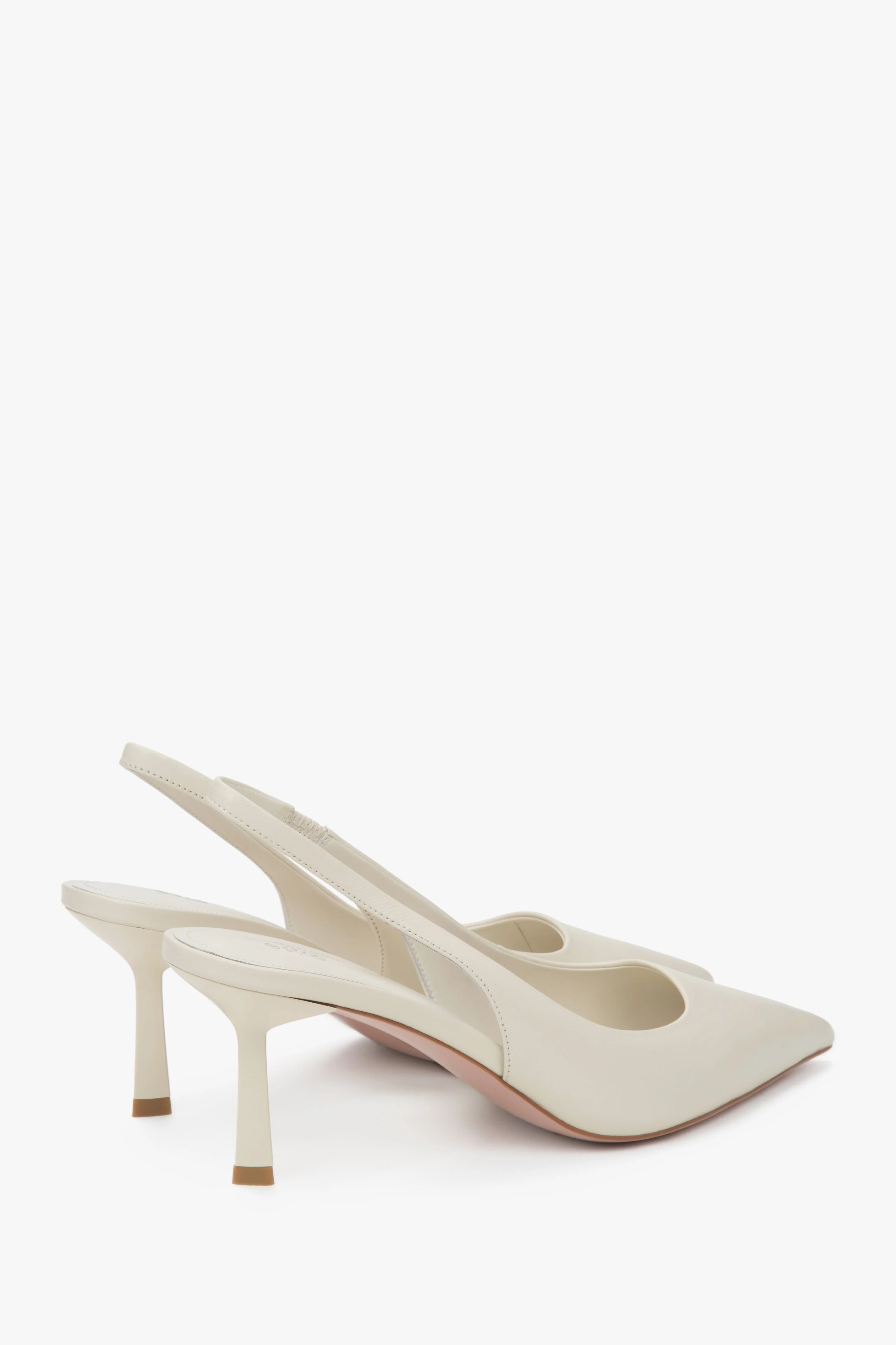 Jasnobeżowe czółenka damskie typu slingback na wysokim obcasie Estro ER00116973 - Image 5