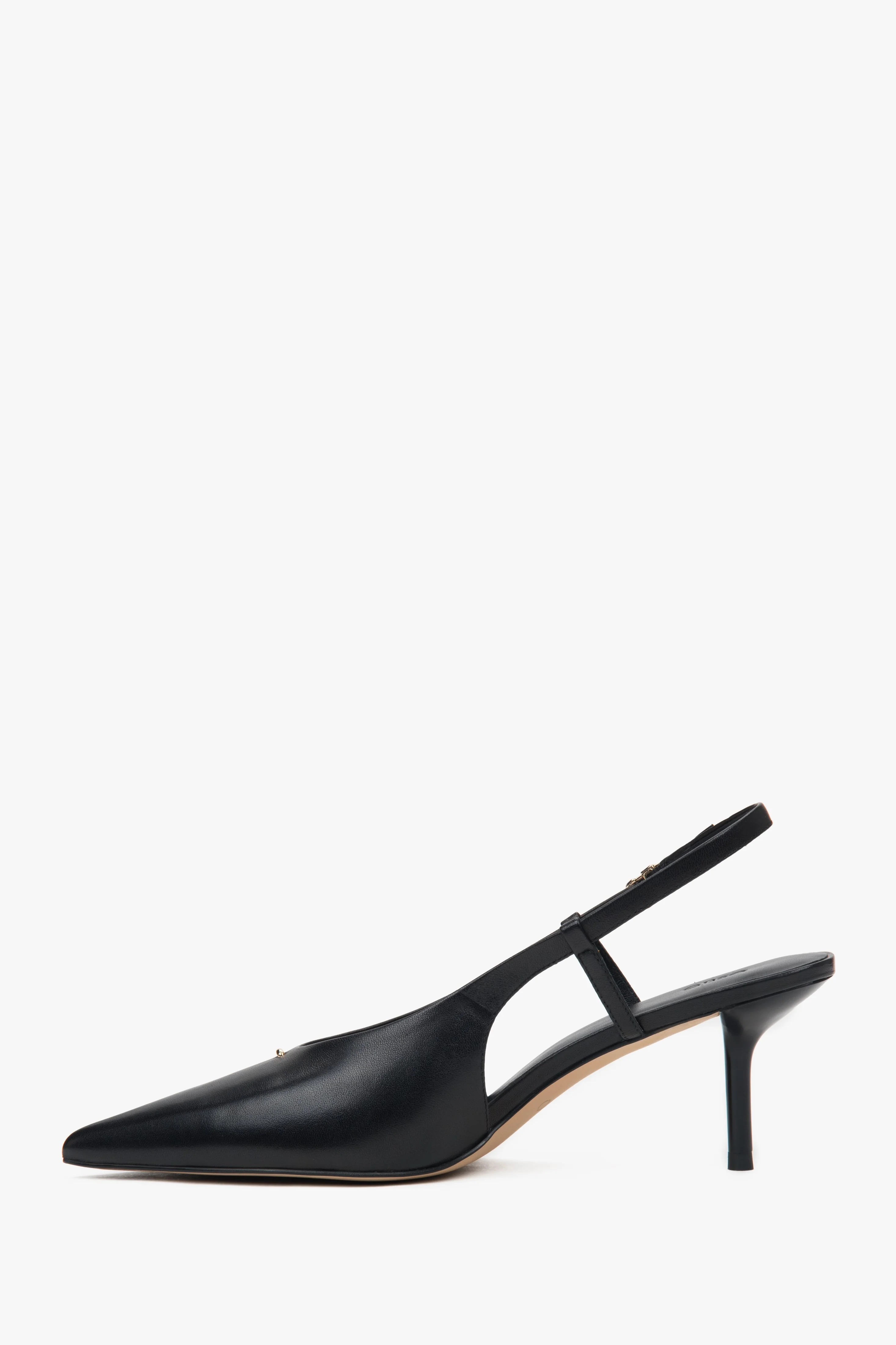 Czarne czółenka damska z odkrytą piętą typu slingback na stabilnej szpilce Estro ER00116919 - Image 3