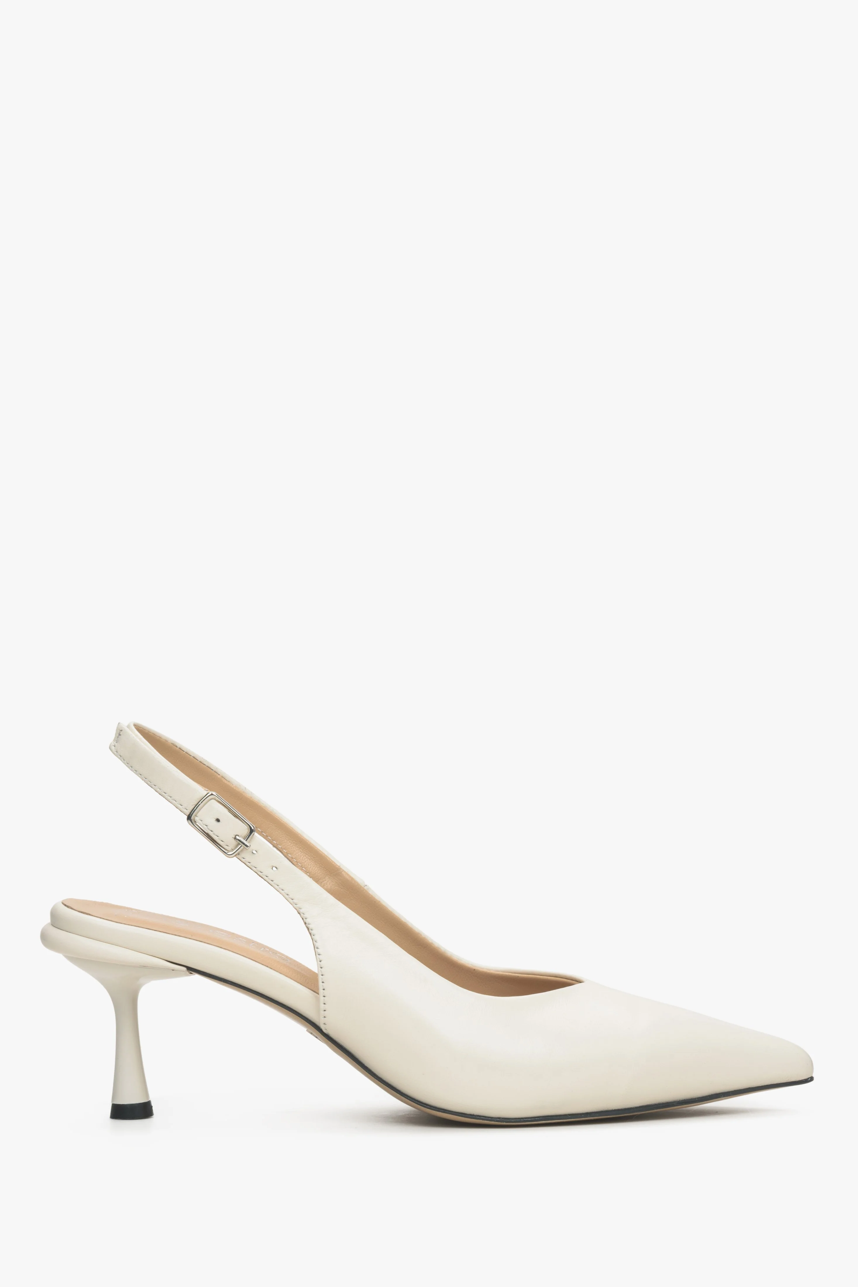 Białe skórzane czółenka damskie typu slingback Estro ER00115116 - Image 7