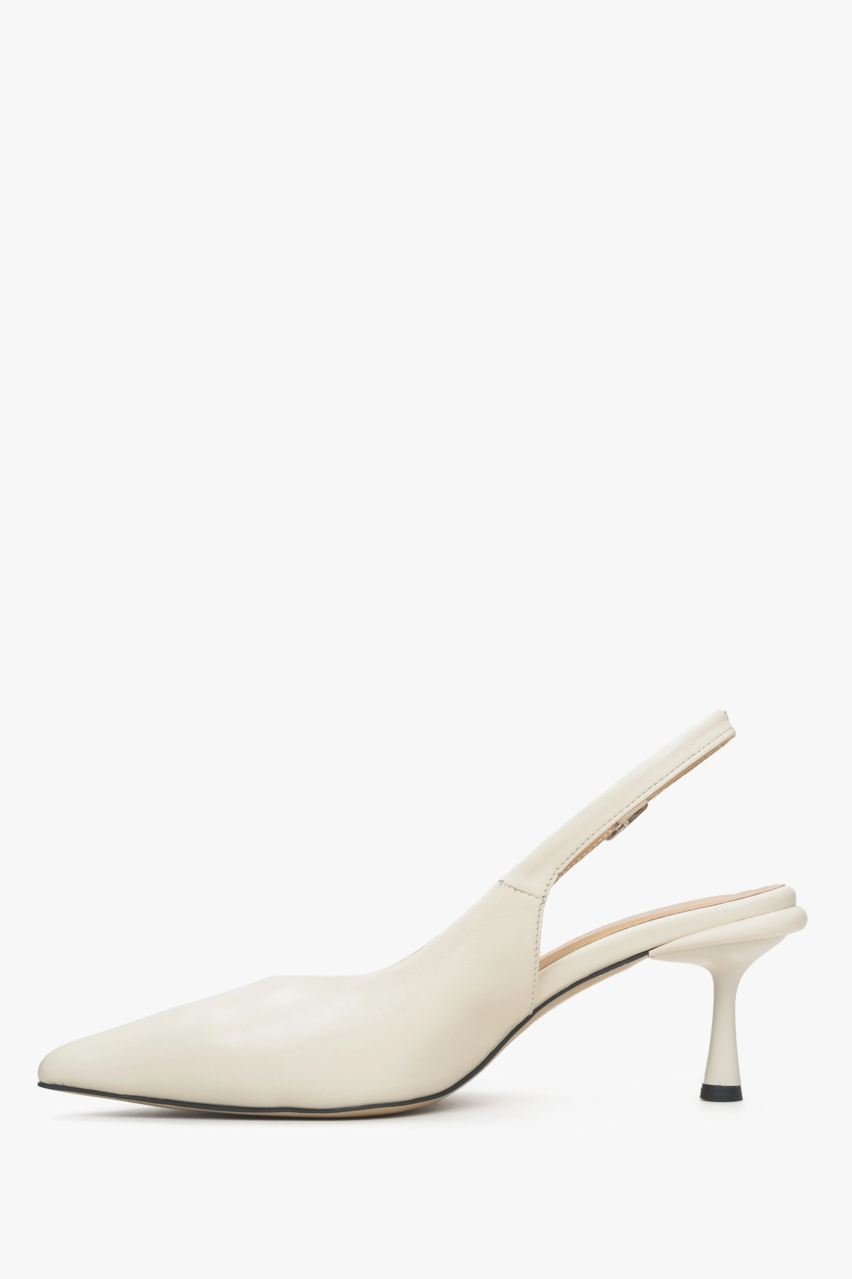 Białe skórzane czółenka damskie typu slingback Estro ER00115116 - Image 8