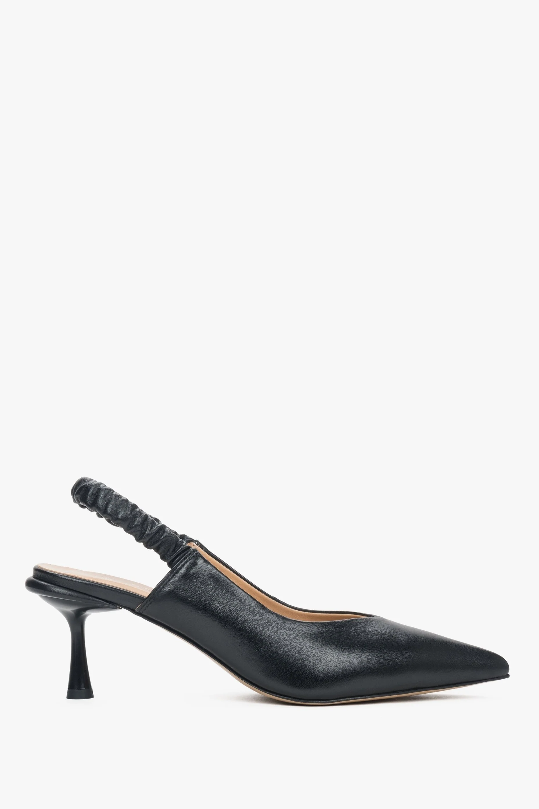 Czarne skórzane czółenka damskie typu slingback Estro ER00115115