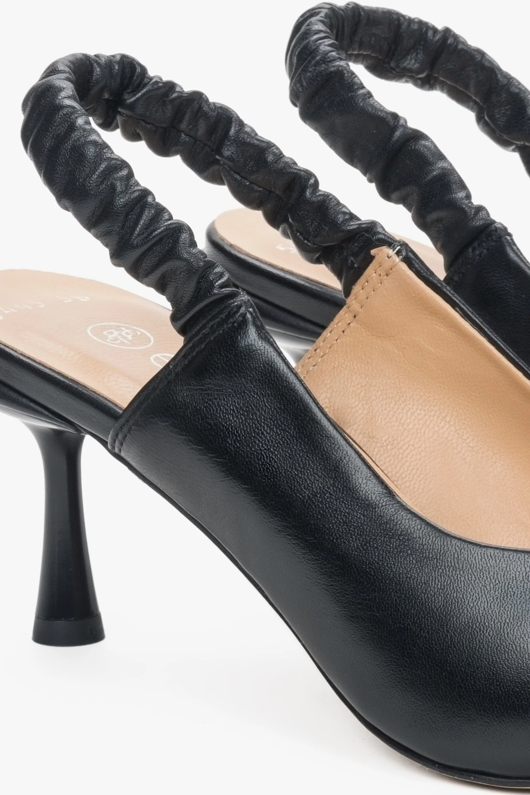 Czarne skórzane czółenka damskie typu slingback Estro ER00115115 - Image 6