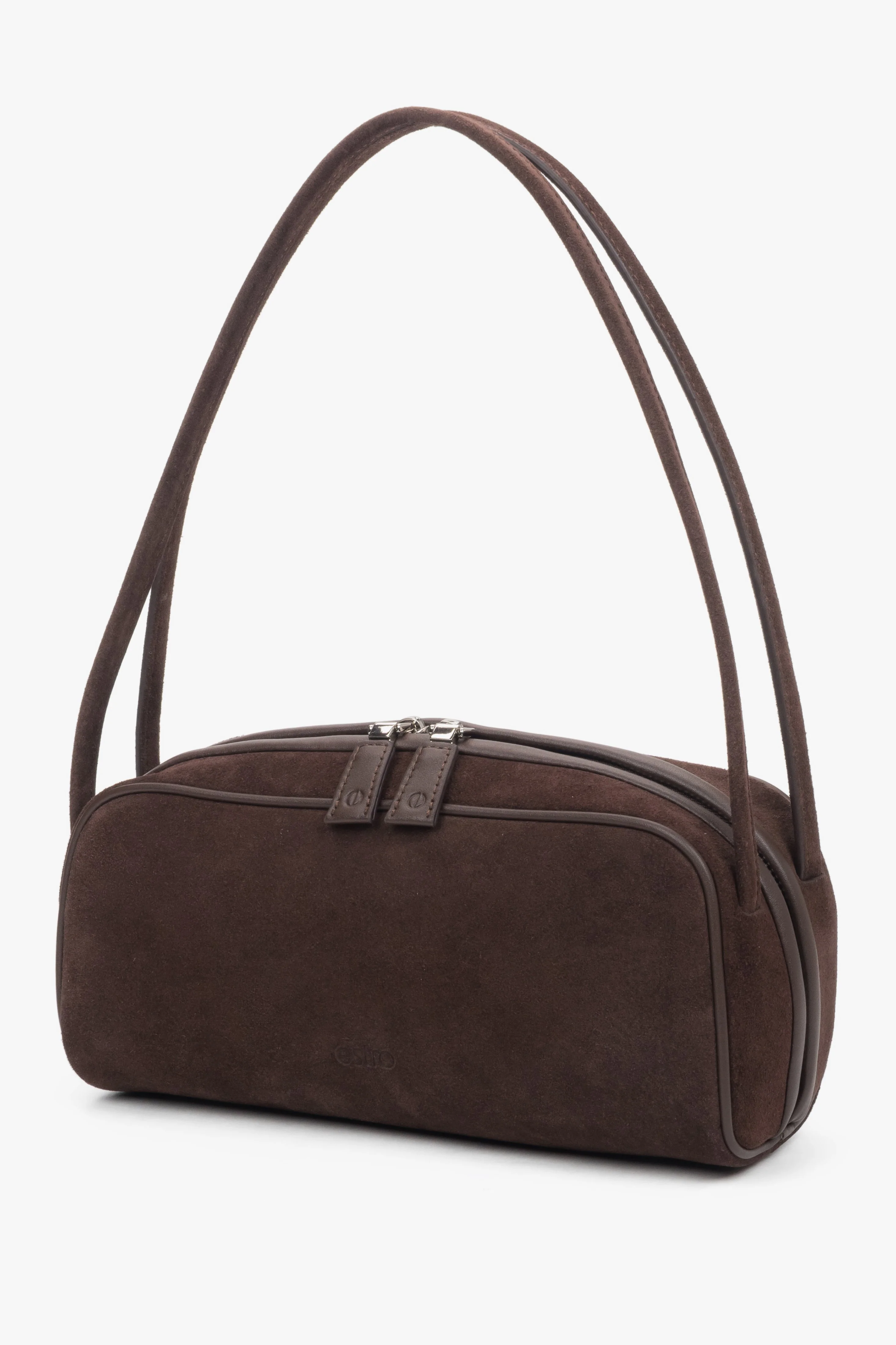 Elegancka ciemnobrązowa torebka damska na ramię z weluru naturalnego Estro ER00118350 - Image 3