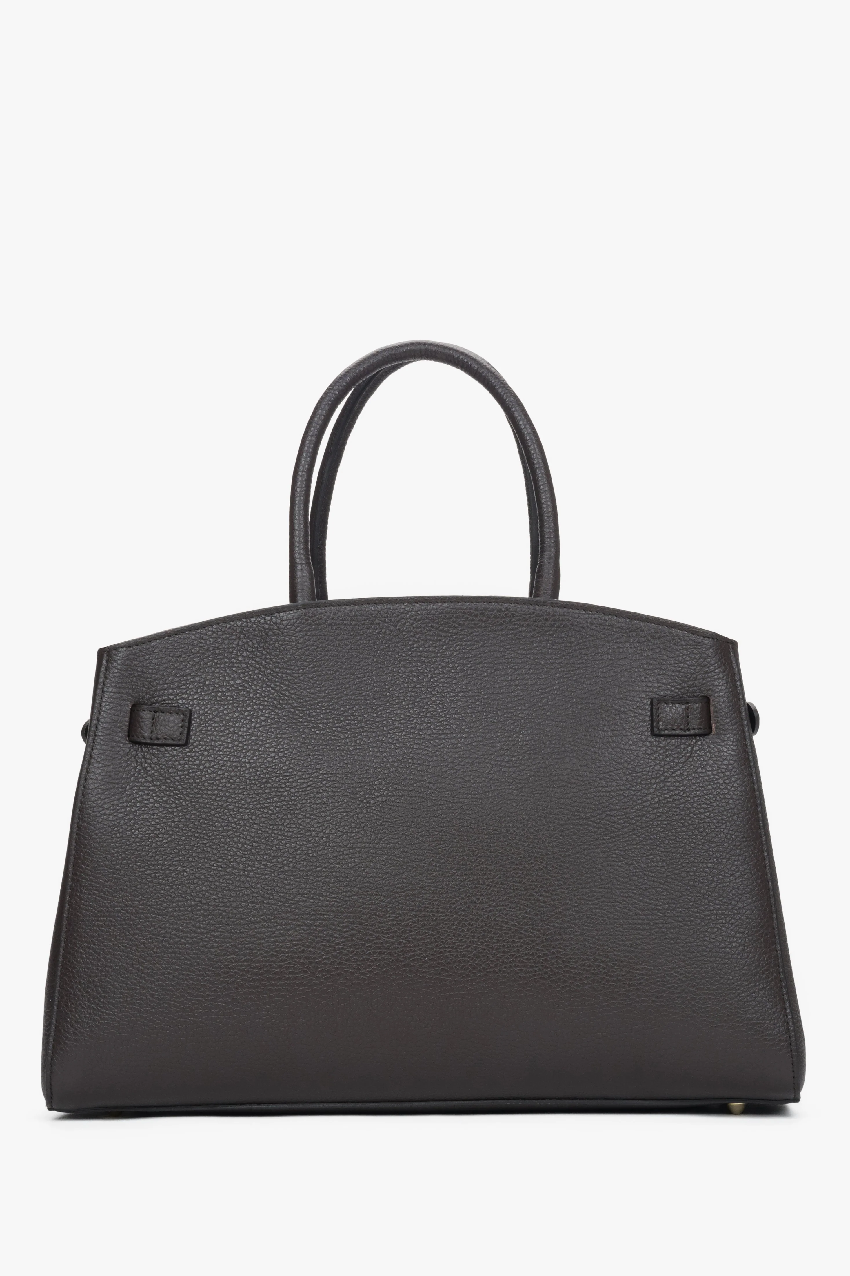 Elegancka ciemnobrązowa torebka typu tote z włoskiej skóry naturalnej Premium Estro ER00118555 - Image 2