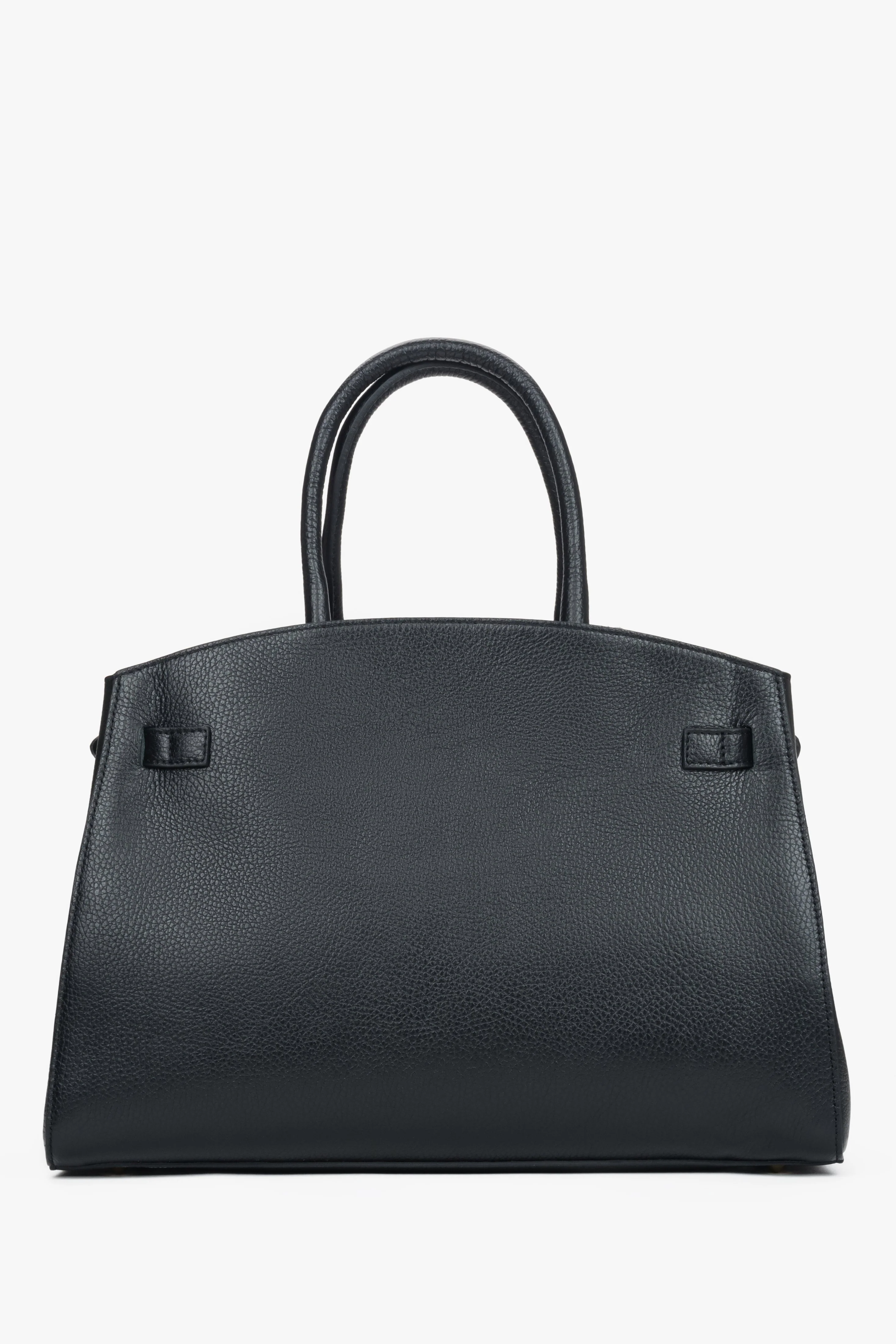 Elegancka czarna torebka typu tote z włoskiej skóry naturalnej Premium Estro ER00118556 - Image 2