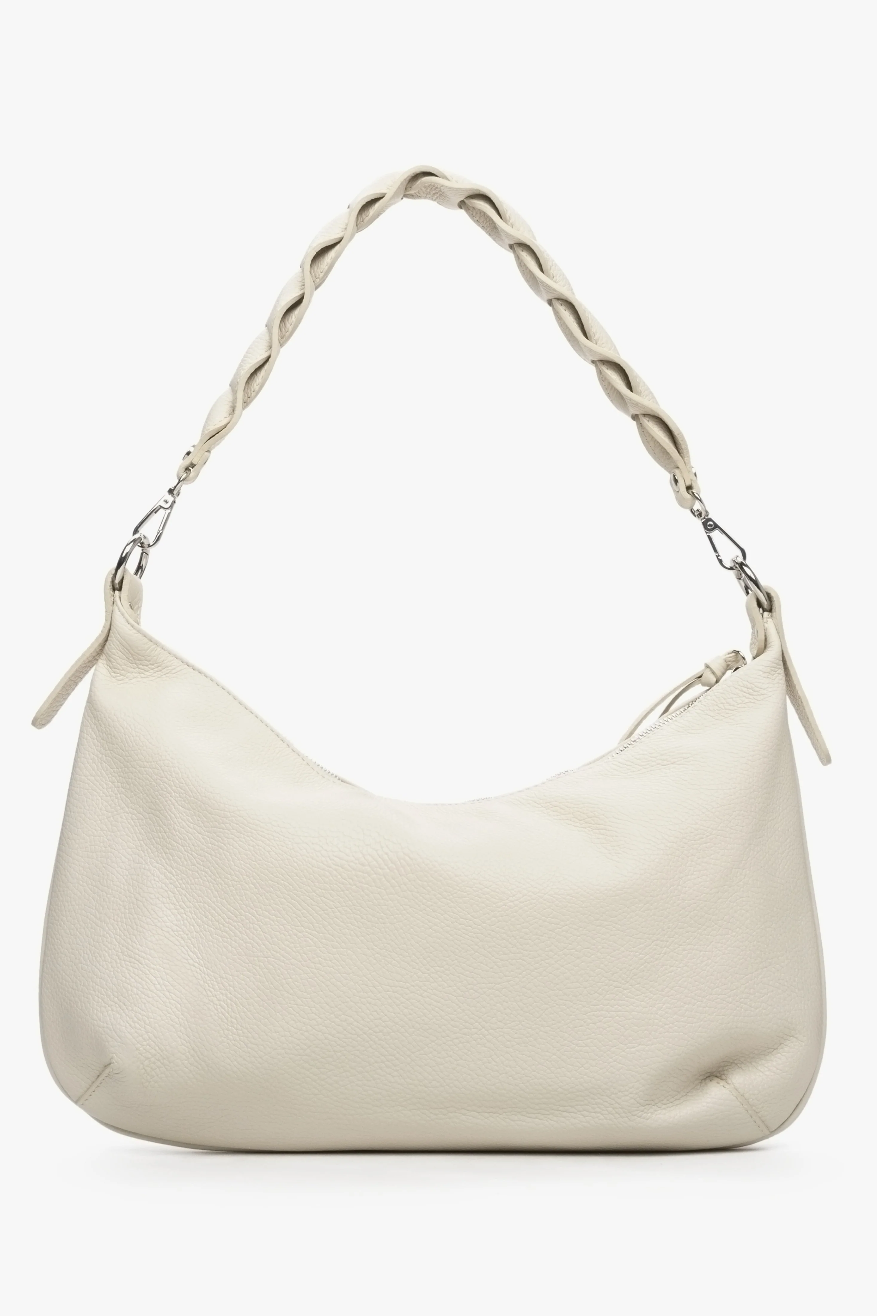 Jasnobeżowa torebka damska typu shoulder bag z włoskiej skóry naturalnej Estro ER00113002 - Image 3