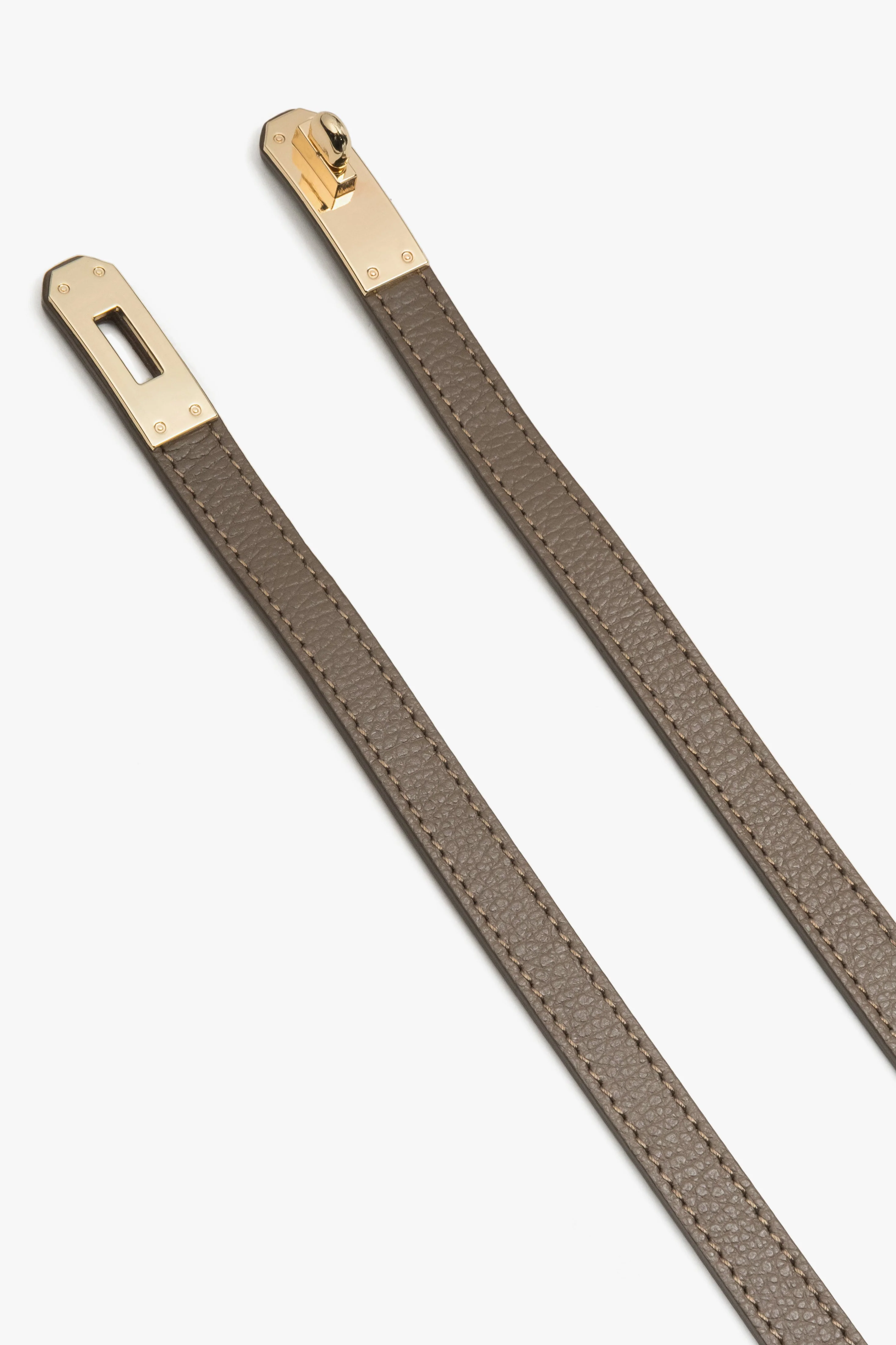 Klasyczny pasek damski z włoskiej skóry naturalnej Premium w kolorze taupe Estro ER00119841 - Image 3