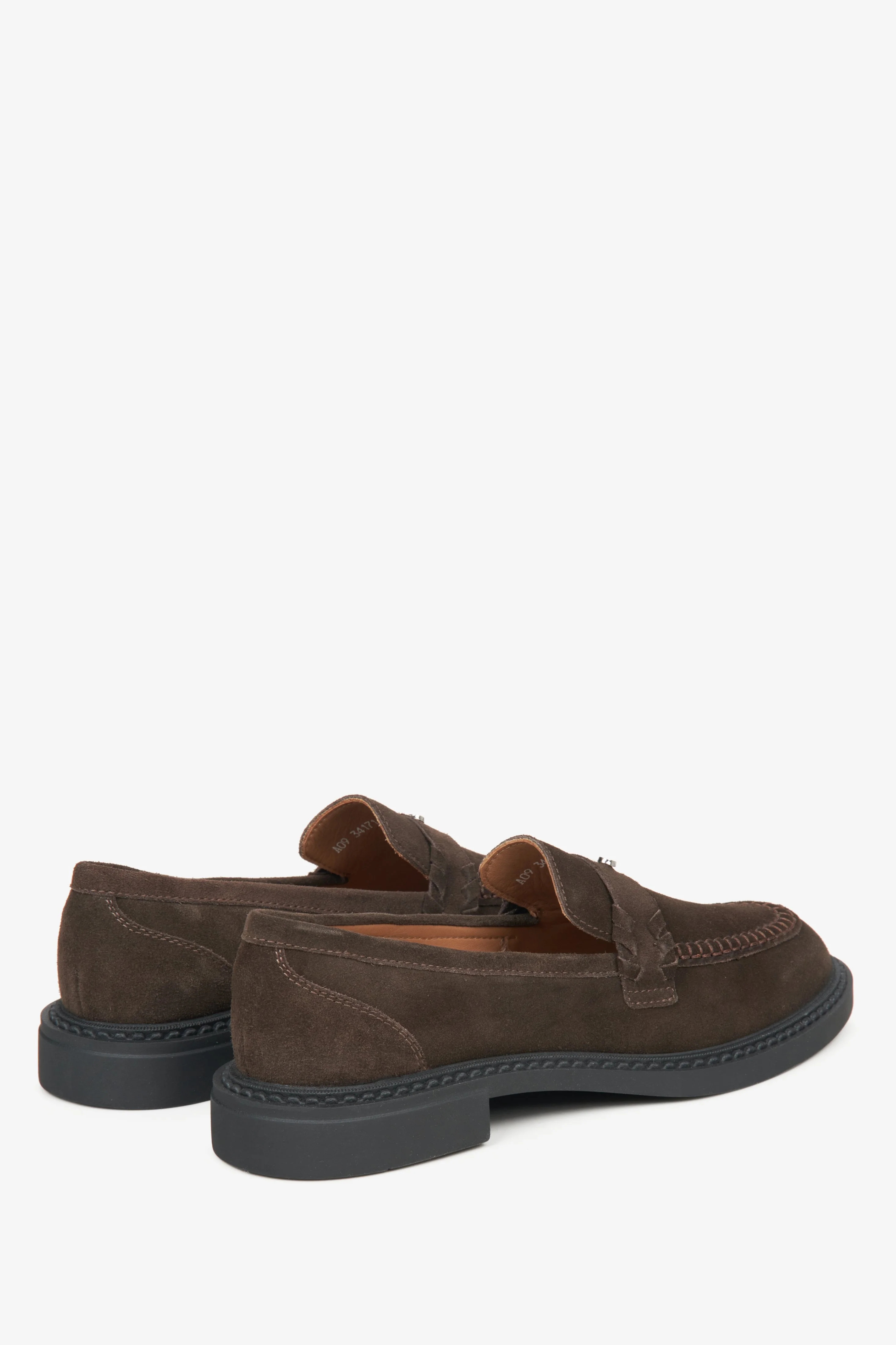 Ciemnobrązowe mokasyny damskie typu Penny z włoskiego weluru naturalnego Premium Estro ER00115647 - Image 5