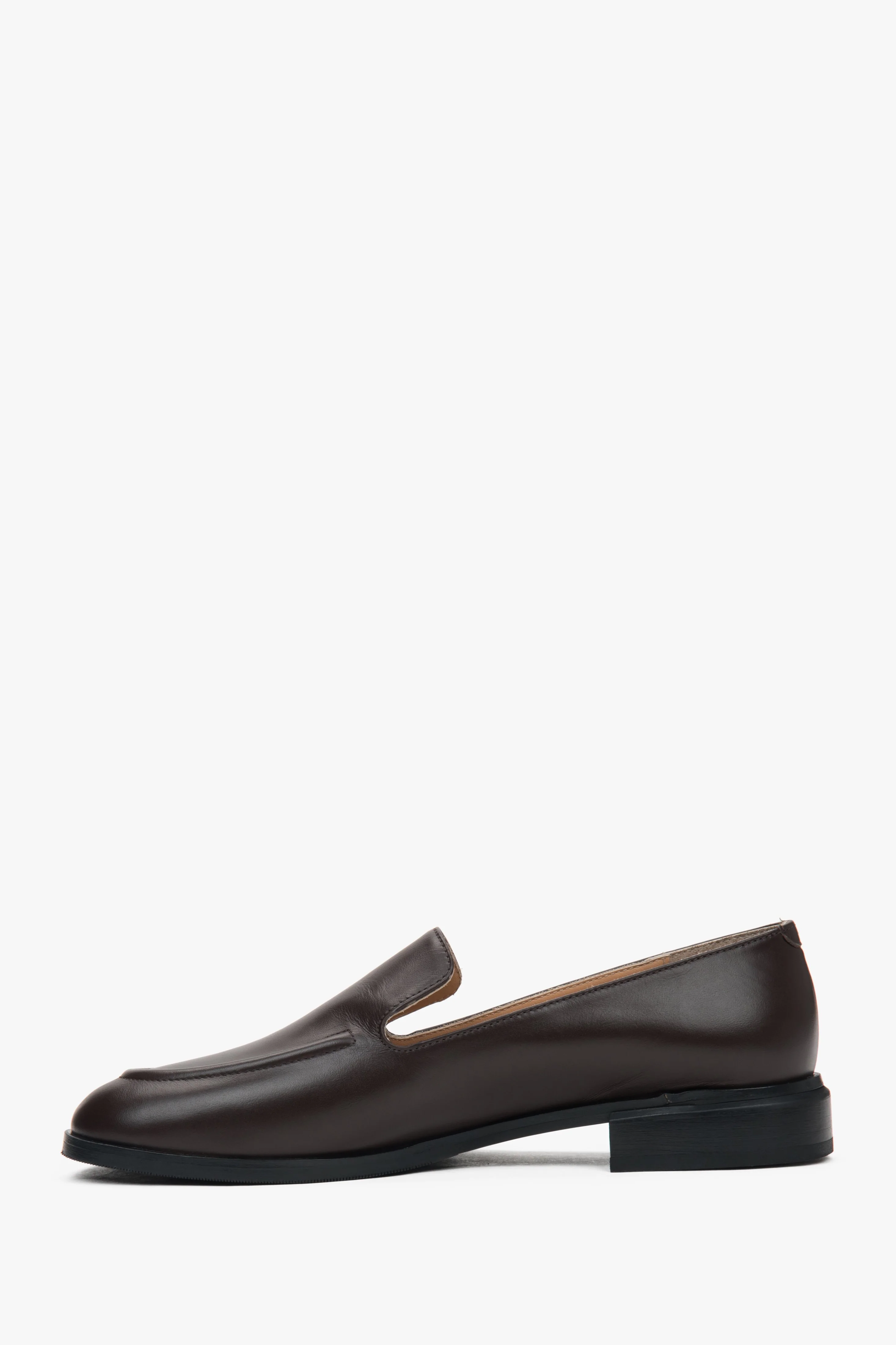Klasyczne ciemnobrązowe loafersy damskie ze skóry naturalnej Estro ER00117367 - Image 3