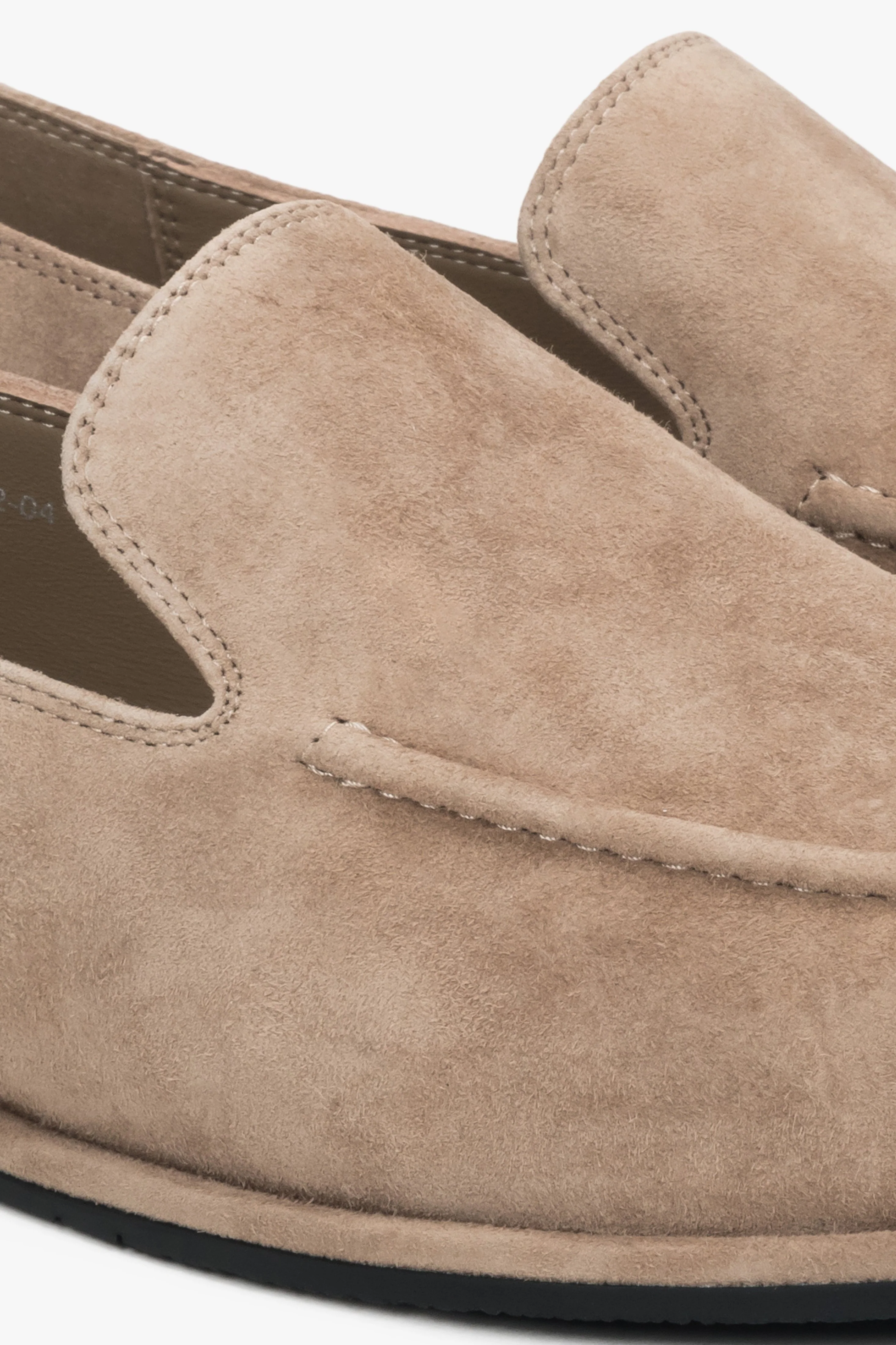 Beżowe loafersy damskie z weluru naturalnego na płaskiej podeszwie Estro ER00119020 - Image 6