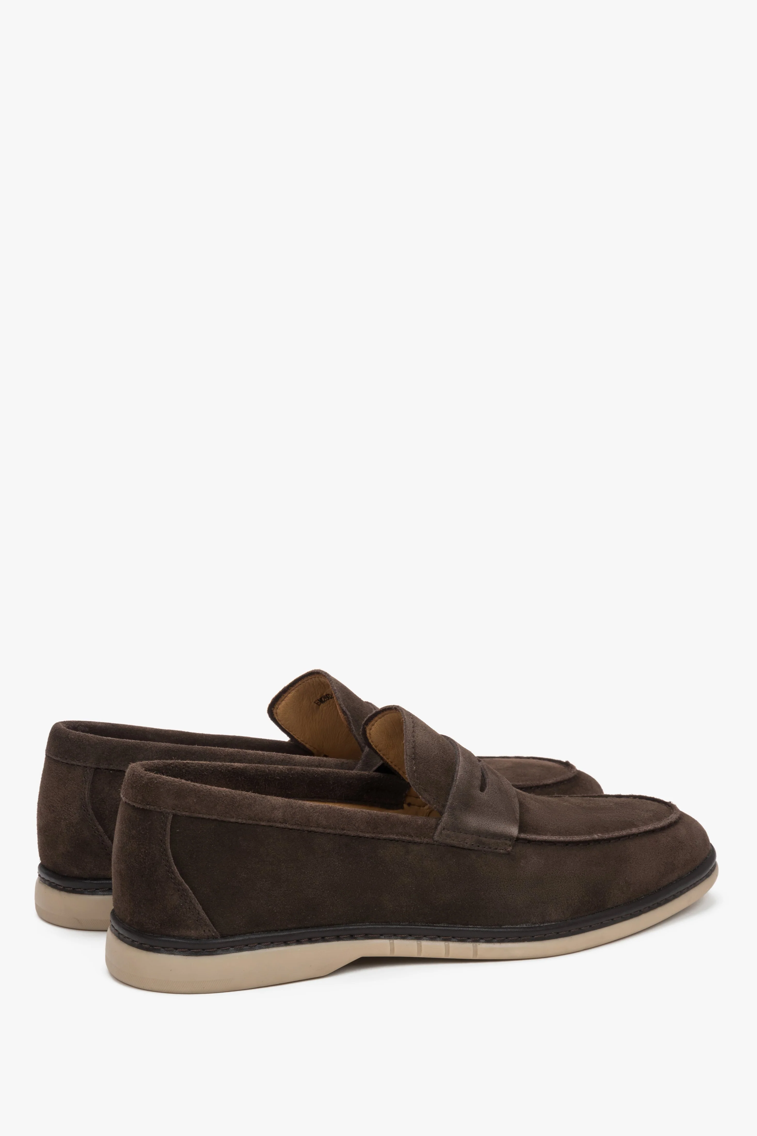Ciemnobrązowe casualowe loafersy męskie z miękkiego weluru naturalnego Estro ER00119408 - Image 5