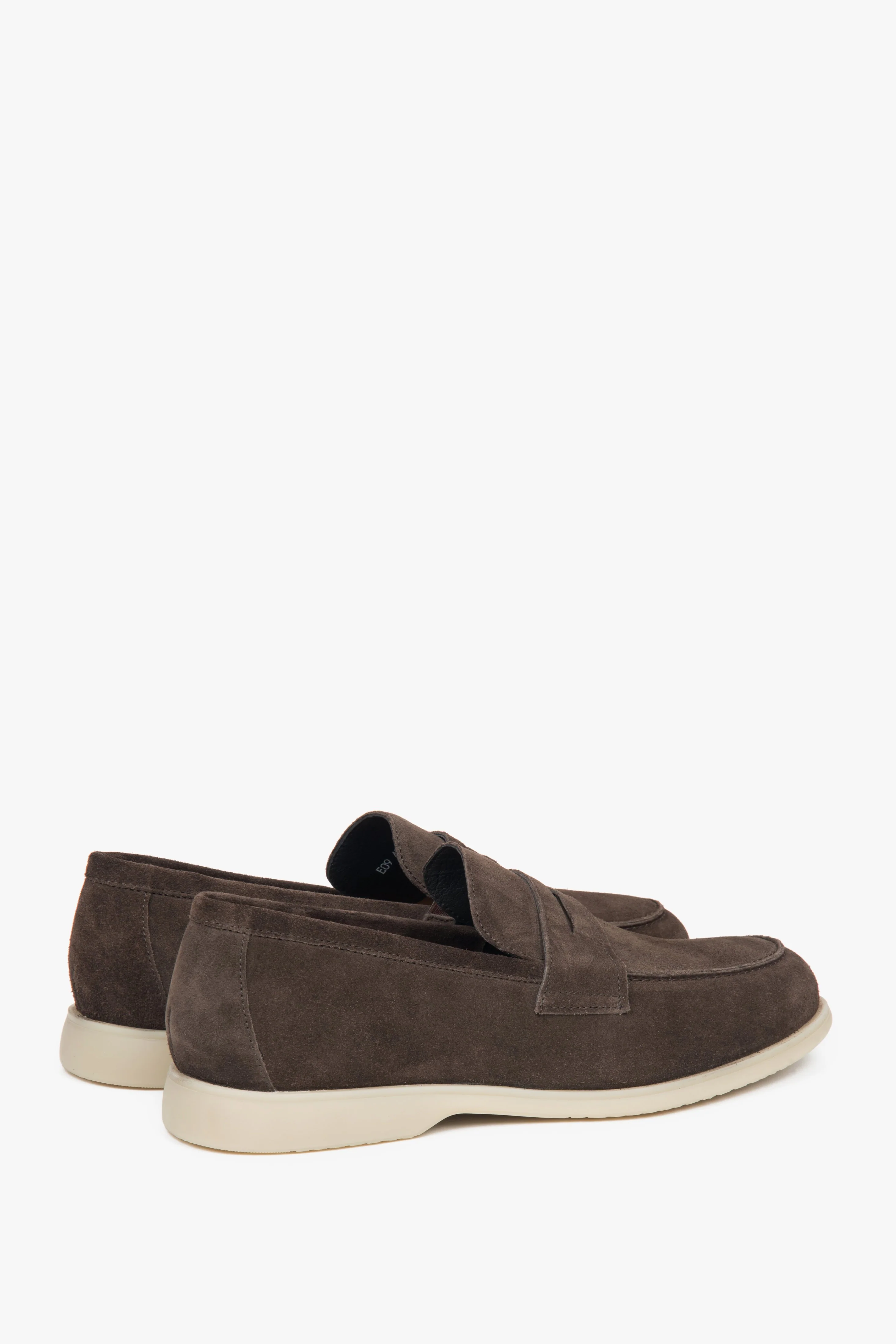 Klasyczne brązowe loafersy męskie z włoskiego weluru naturalnego Premium Estro ER00117956 - Image 5