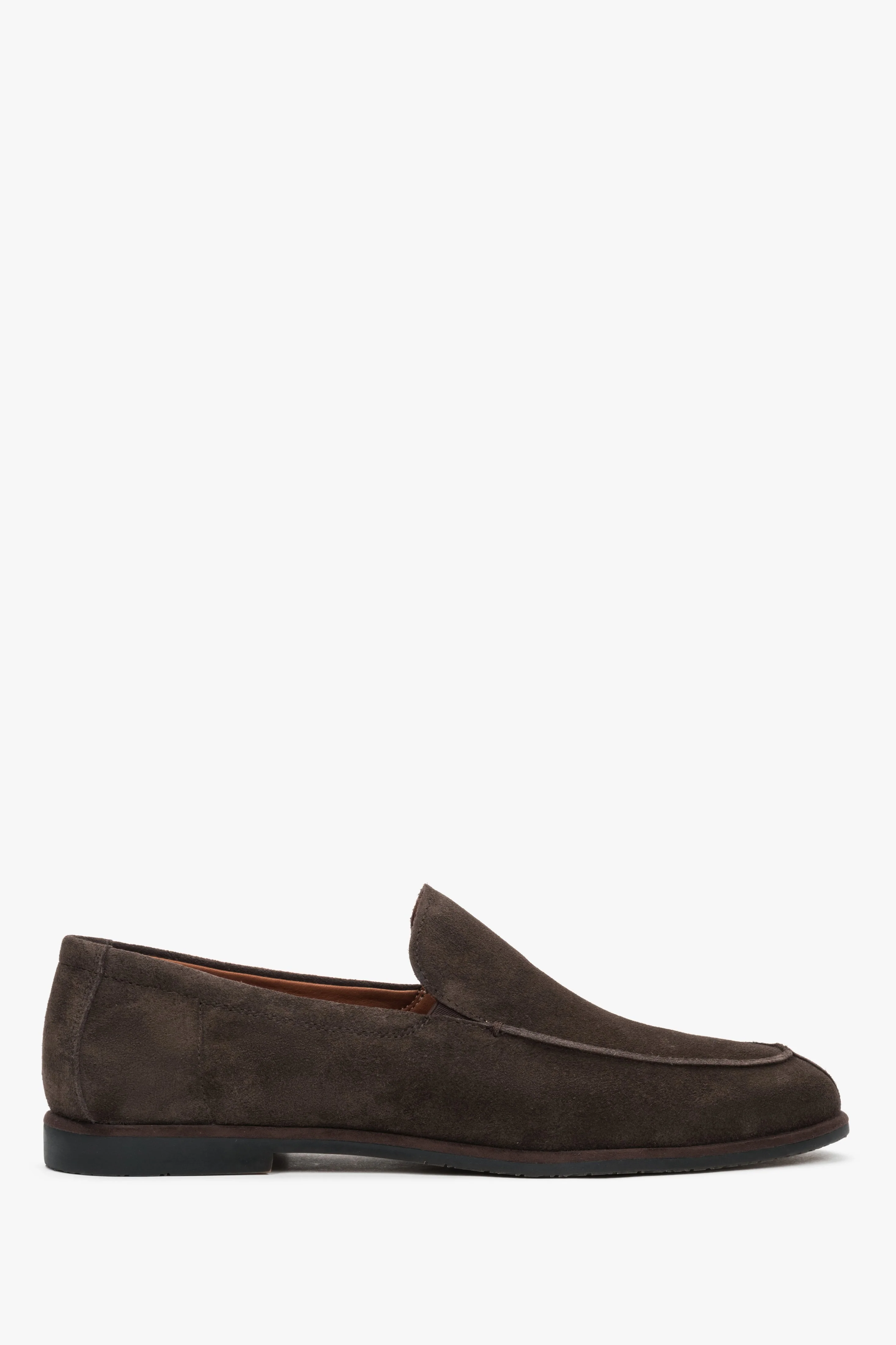 Ciemnobrązowe loafersy męskie z miękkiego weluru naturalnego Estro ER00119381 - Image 2