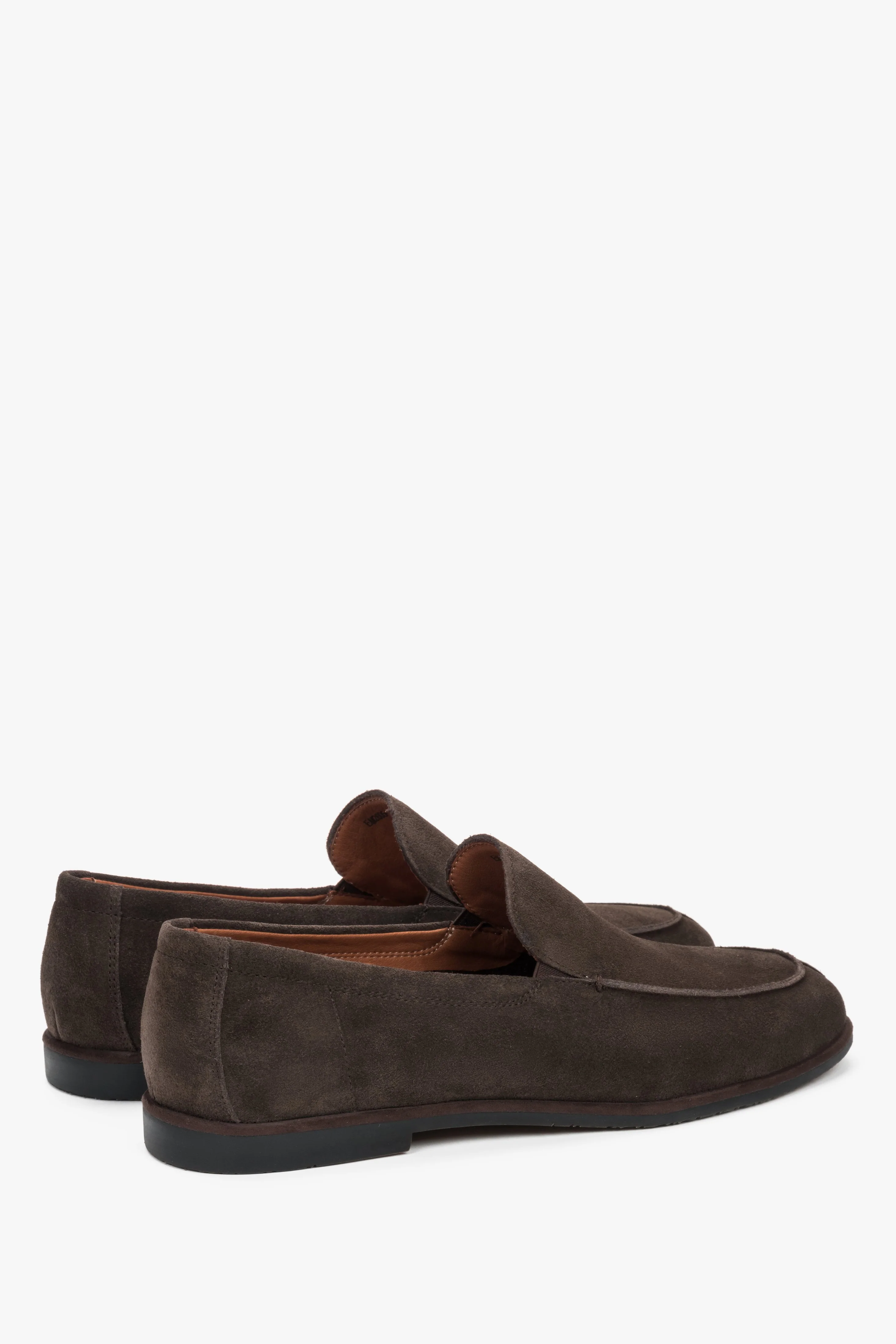 Ciemnobrązowe loafersy męskie z miękkiego weluru naturalnego Estro ER00119381 - Image 5