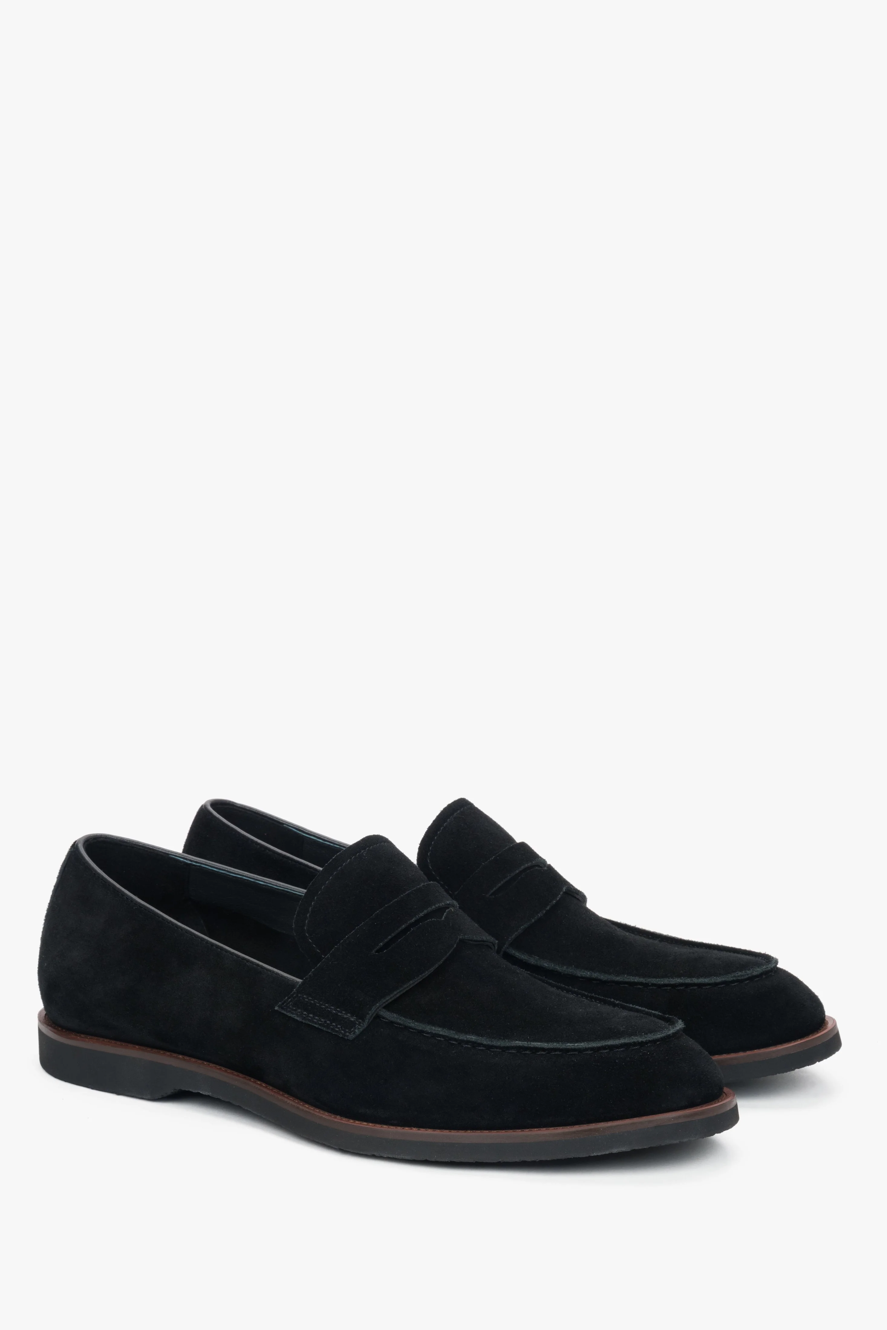 Miękkie czarne loafersy męskie z weluru naturalnego Estro ER00116992 - Image 2