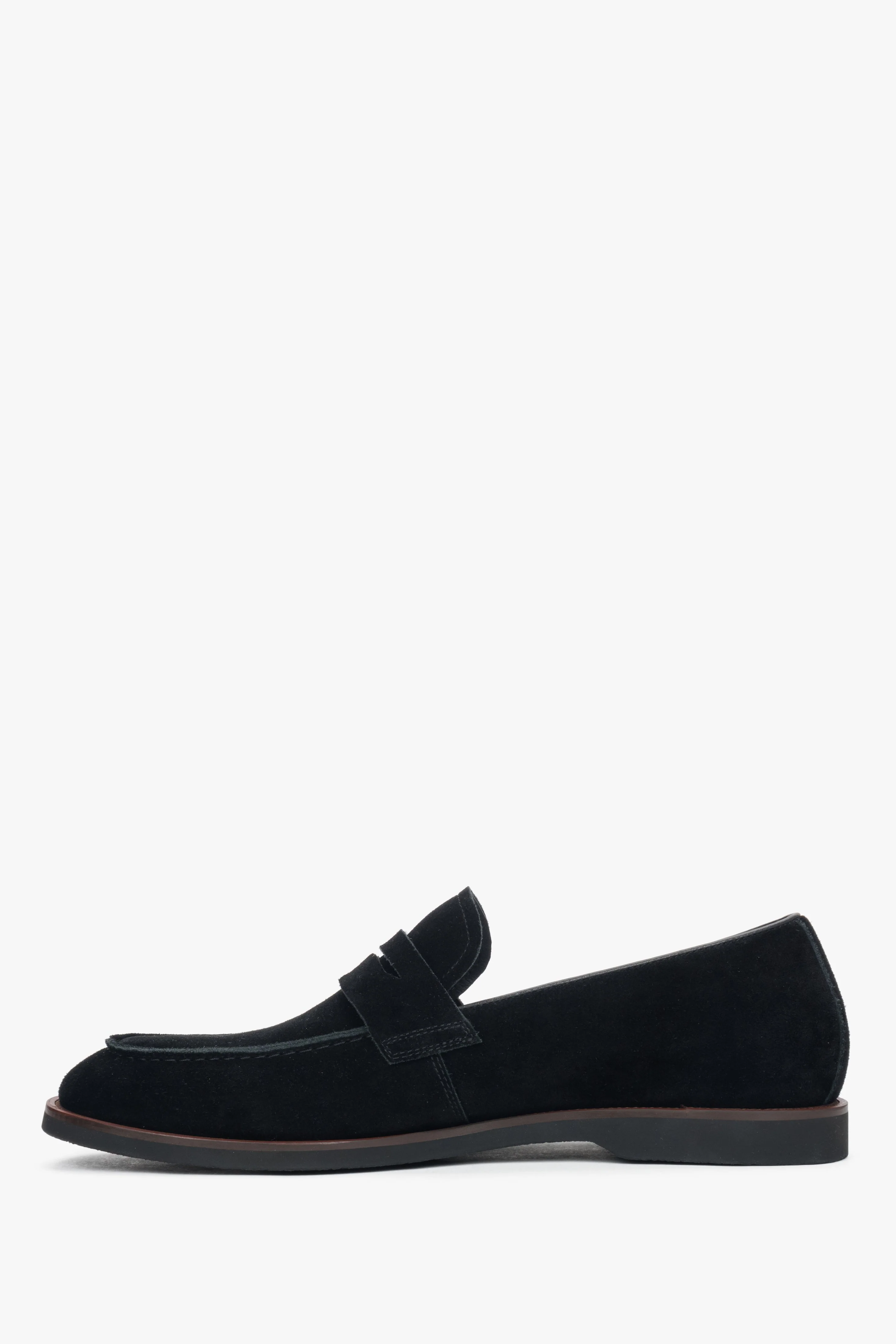 Miękkie czarne loafersy męskie z weluru naturalnego Estro ER00116992 - Image 3