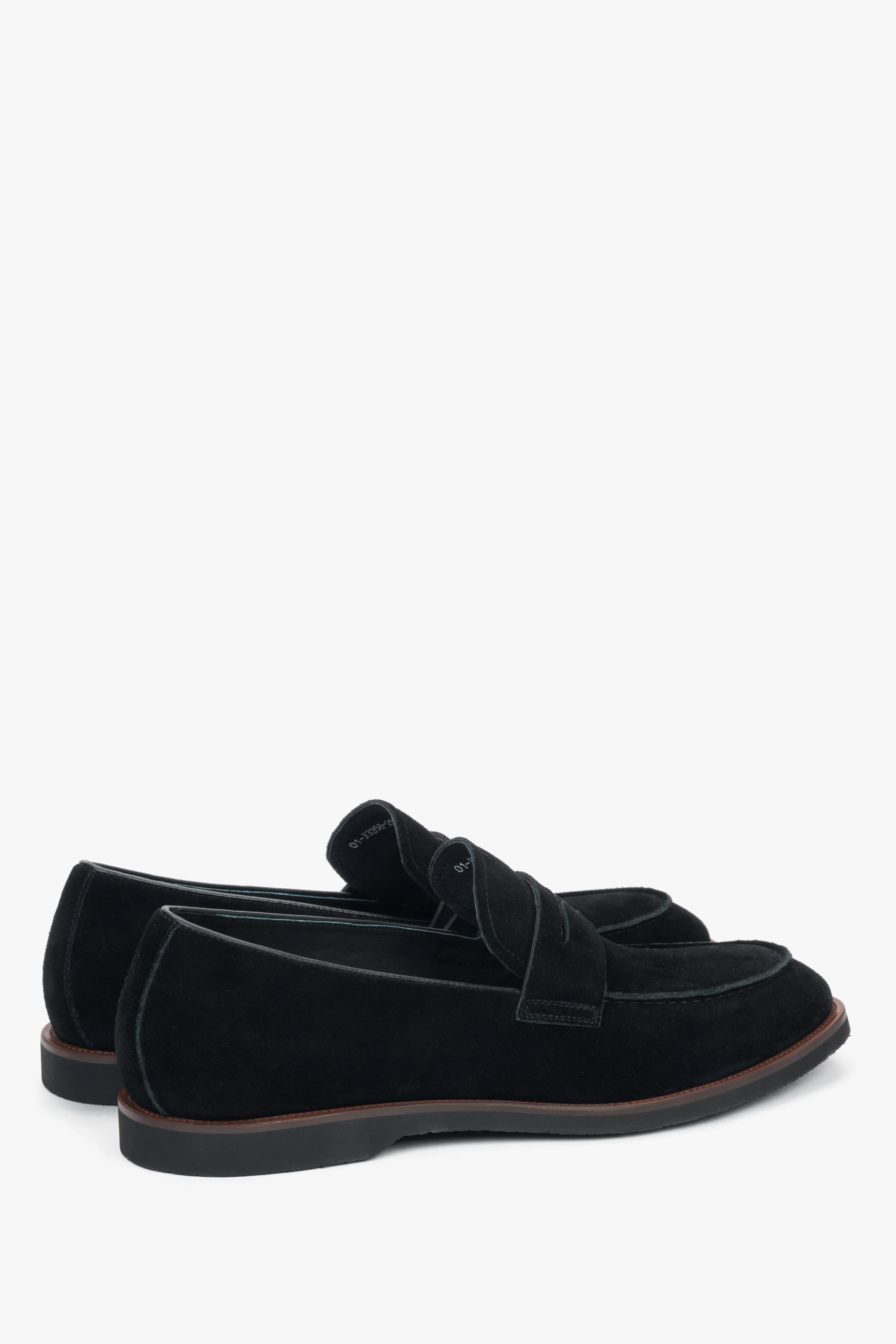 Miękkie czarne loafersy męskie z weluru naturalnego Estro ER00116992 - Image 5