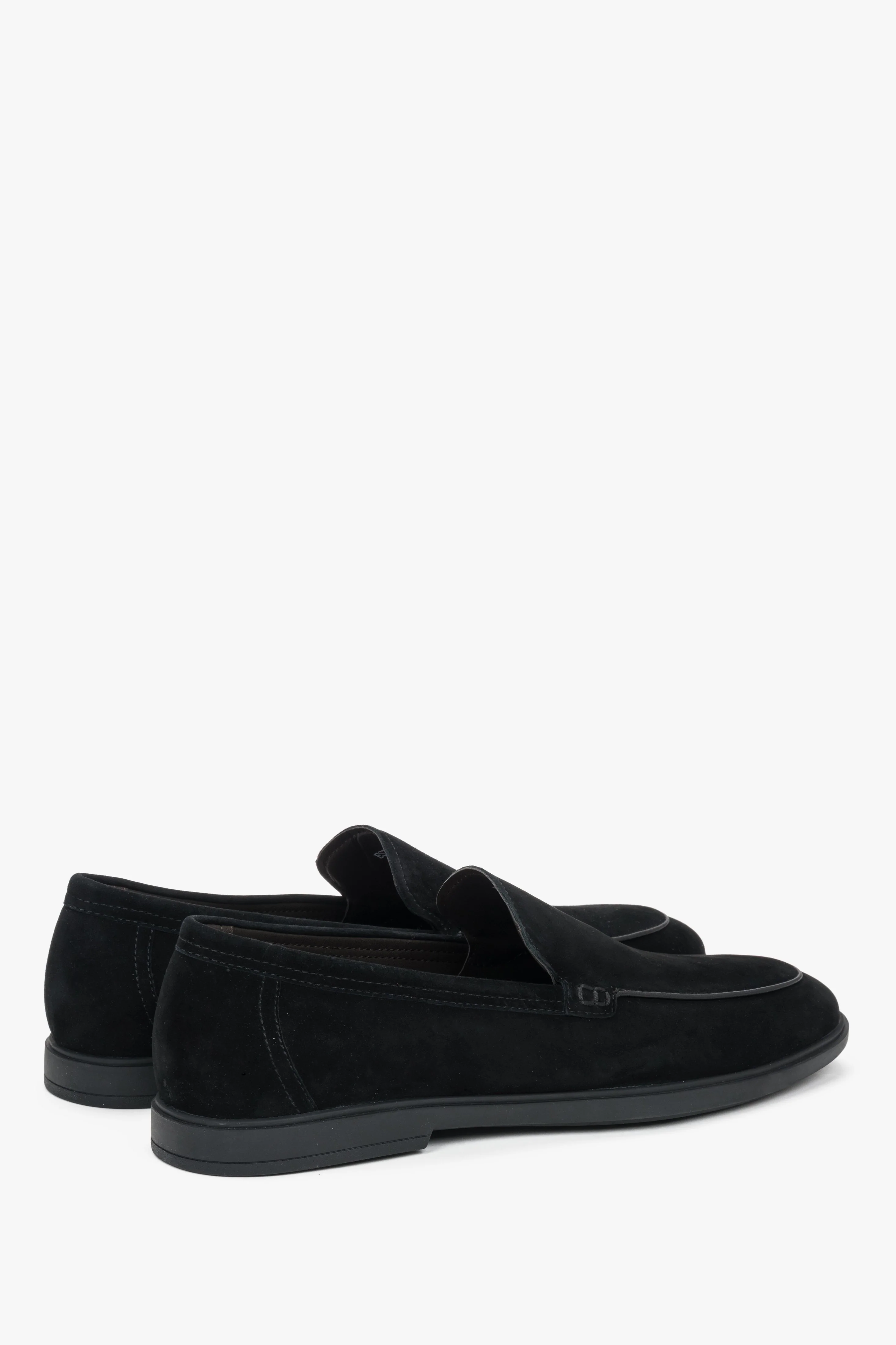 Podłużne czarne loafersy męskie z weluru naturalnego Estro ER00119403 - Image 5