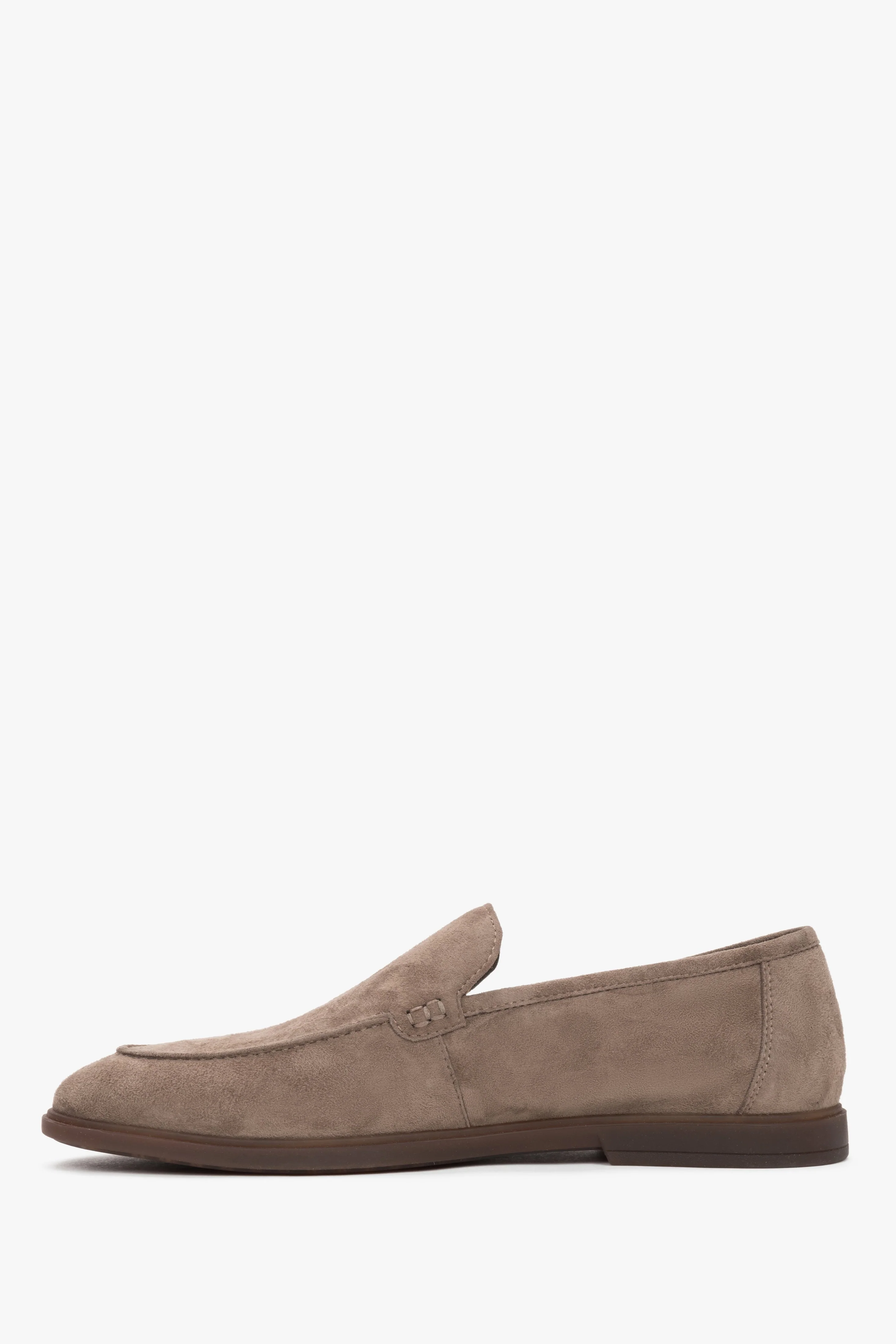 Podłużne loafersy męskie z weluru naturalnego w kolorze khaki Estro ER00119402 - Image 3