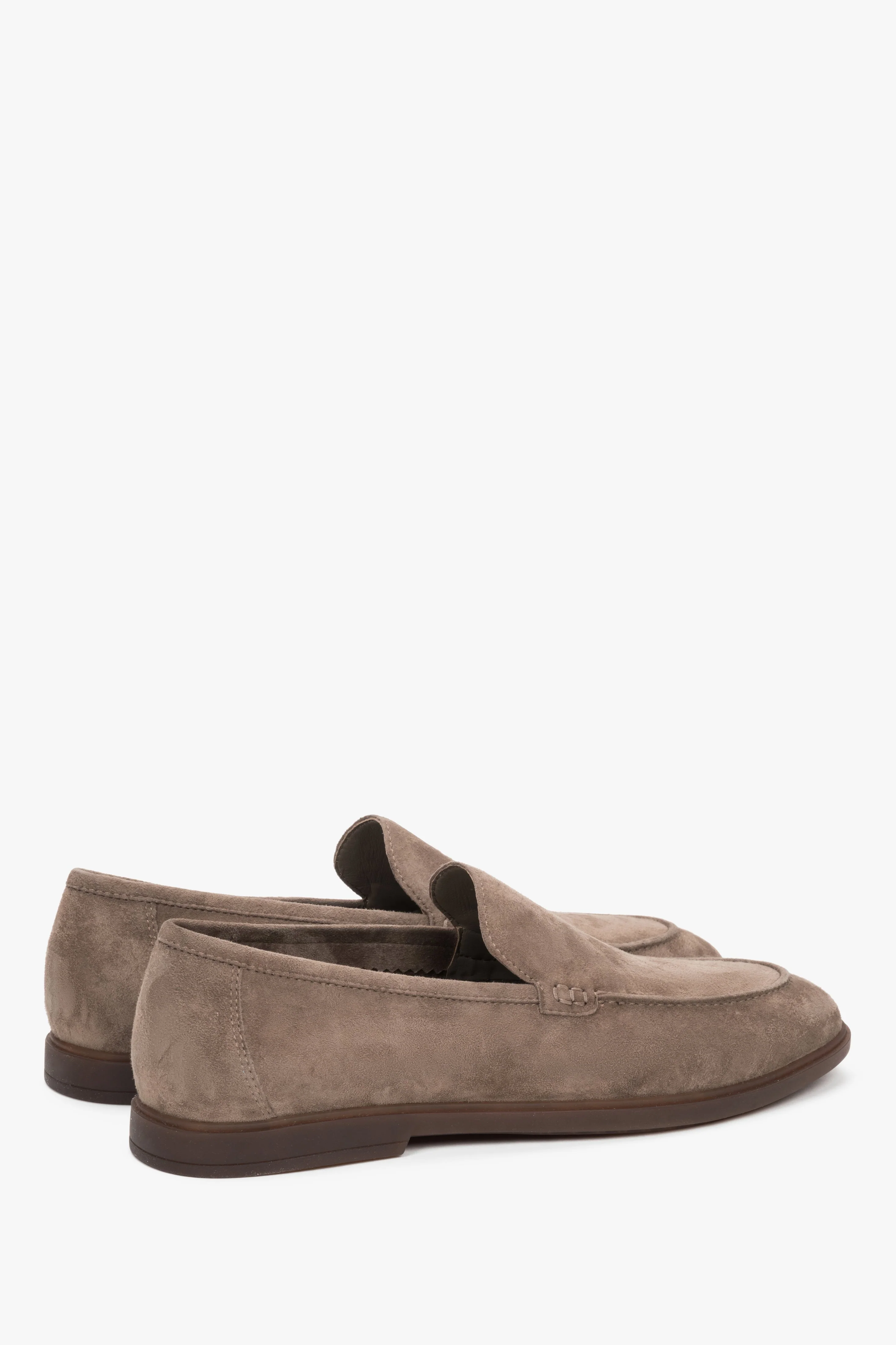 Podłużne loafersy męskie z weluru naturalnego w kolorze khaki Estro ER00119402 - Image 5