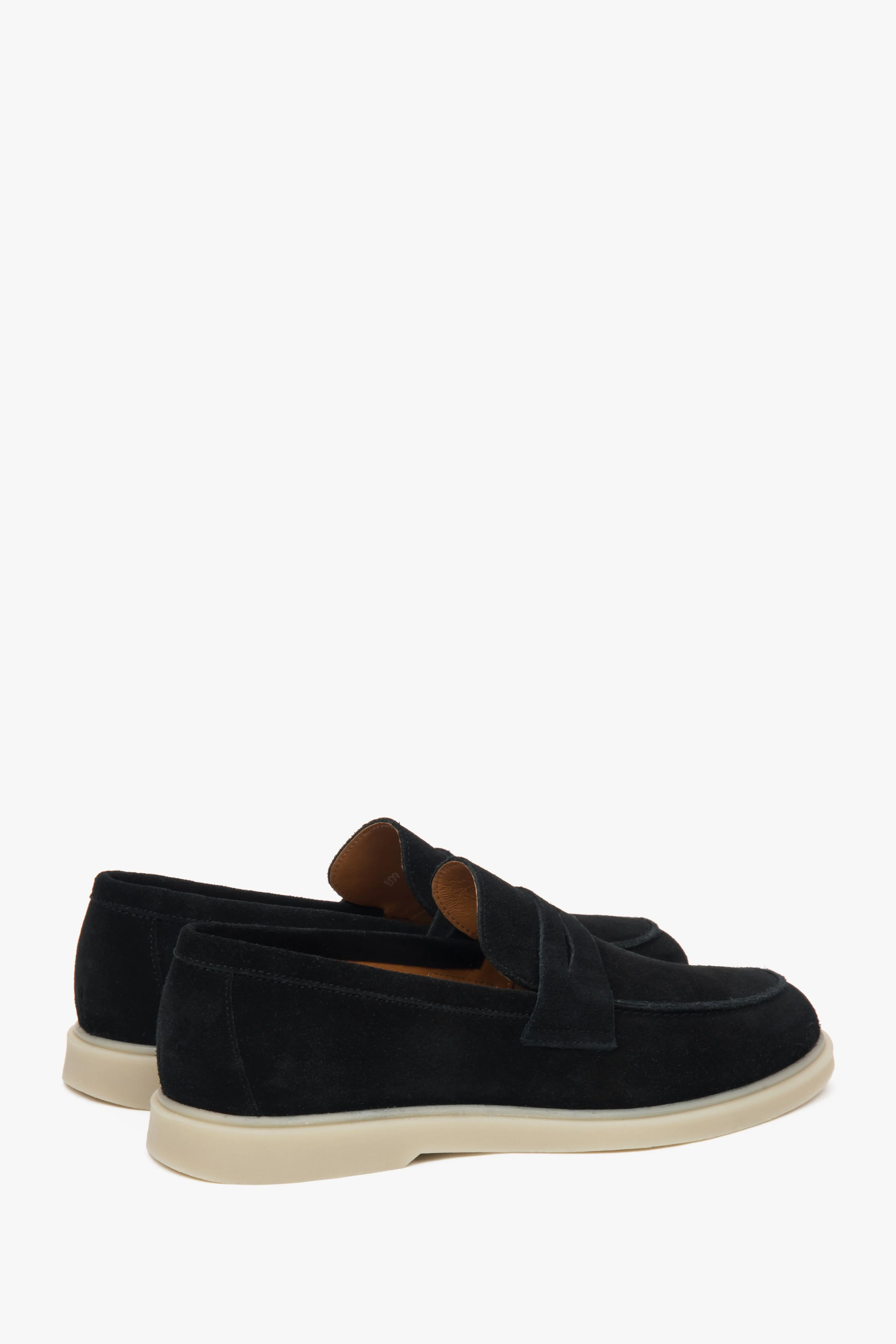 Czarne loafersy męskie z włoskiego weluru naturalnego Premium Estro ER00117291 - Image 5