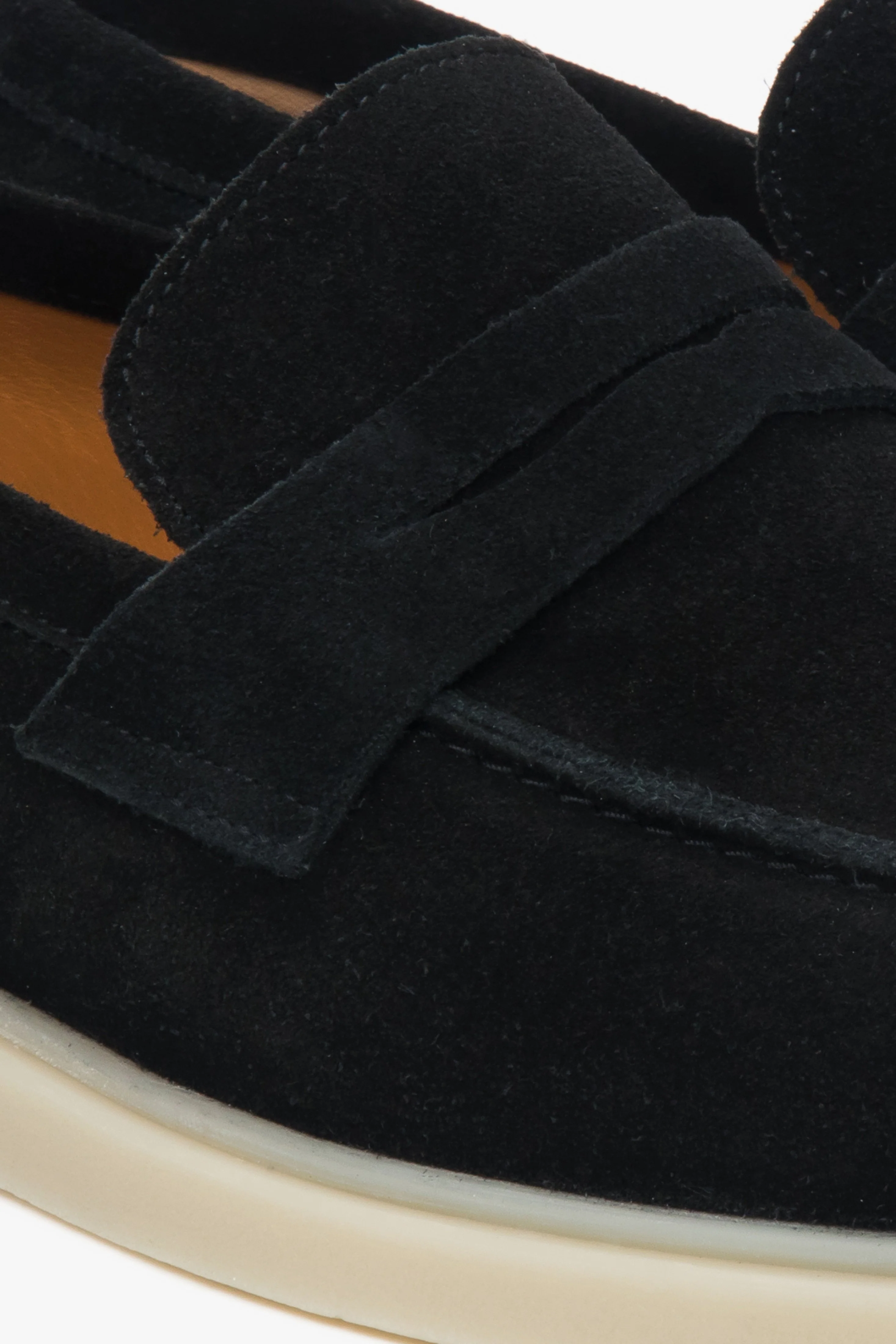Czarne loafersy męskie z włoskiego weluru naturalnego Premium Estro ER00117291 - Image 6