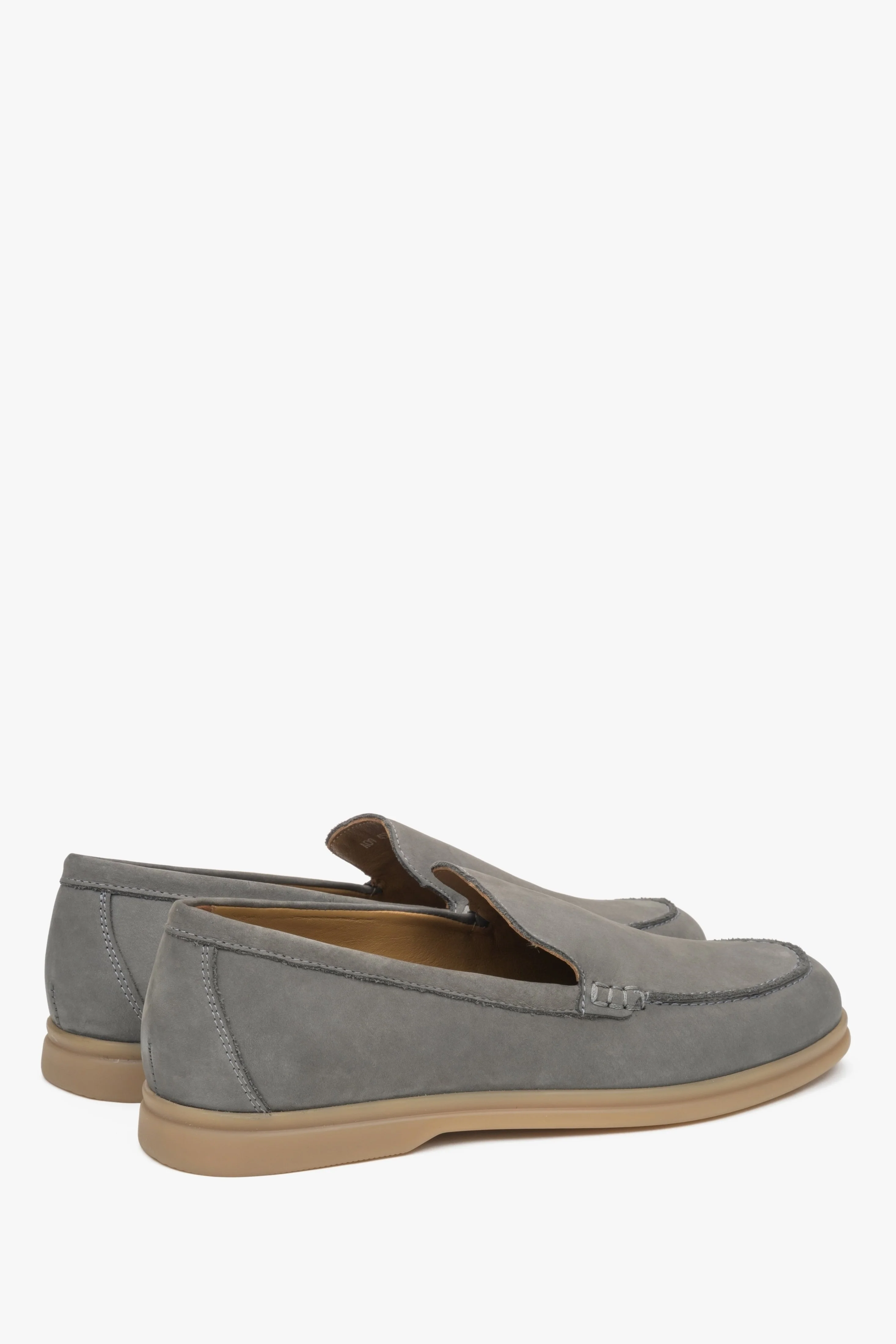 Szare loafersy męskie z włoskiego nubuku naturalnego Premium Estro ER00117406 - Image 5