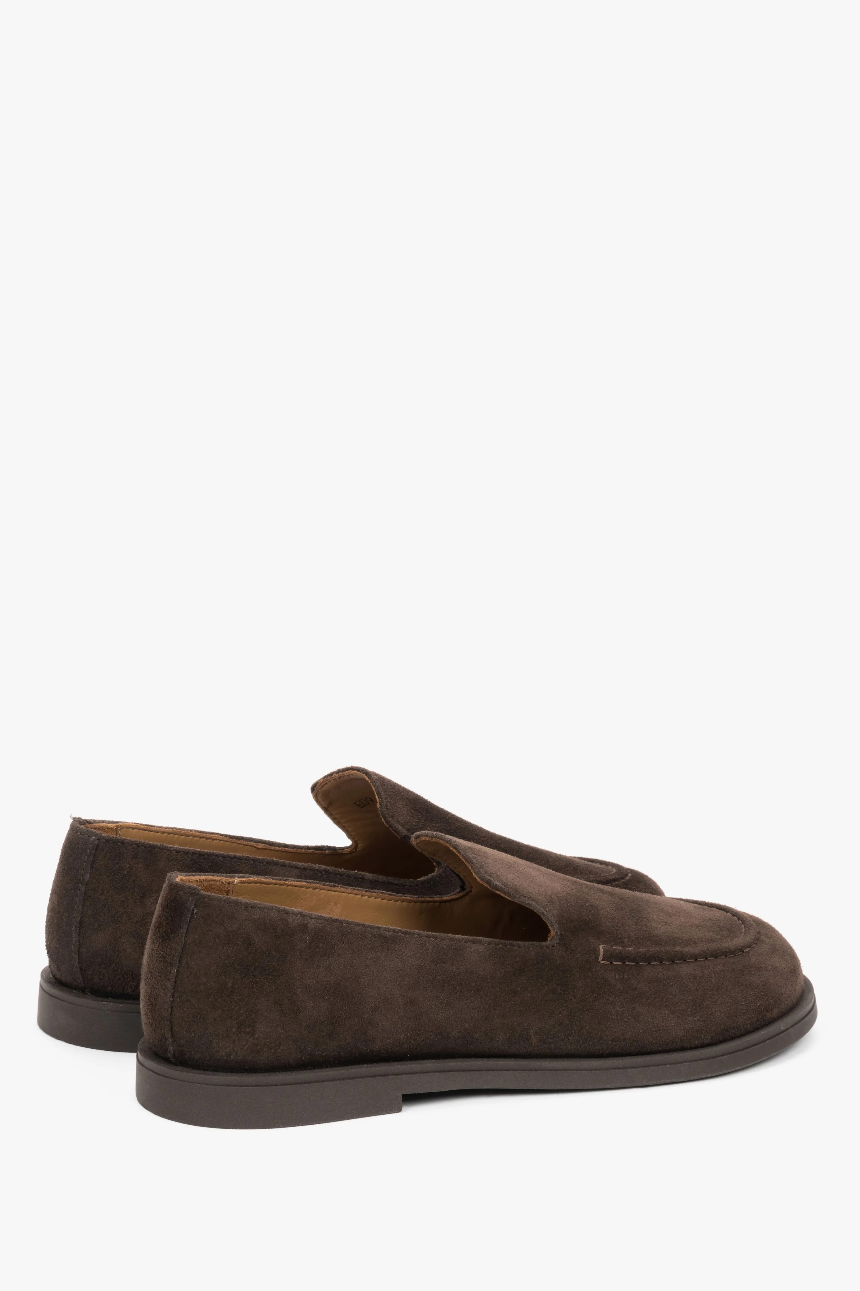 Ciemnobrązowe mokasyny damskie typu barefoot z włoskiego weluru naturalnego Premium Estro ER00119377 - Image 5