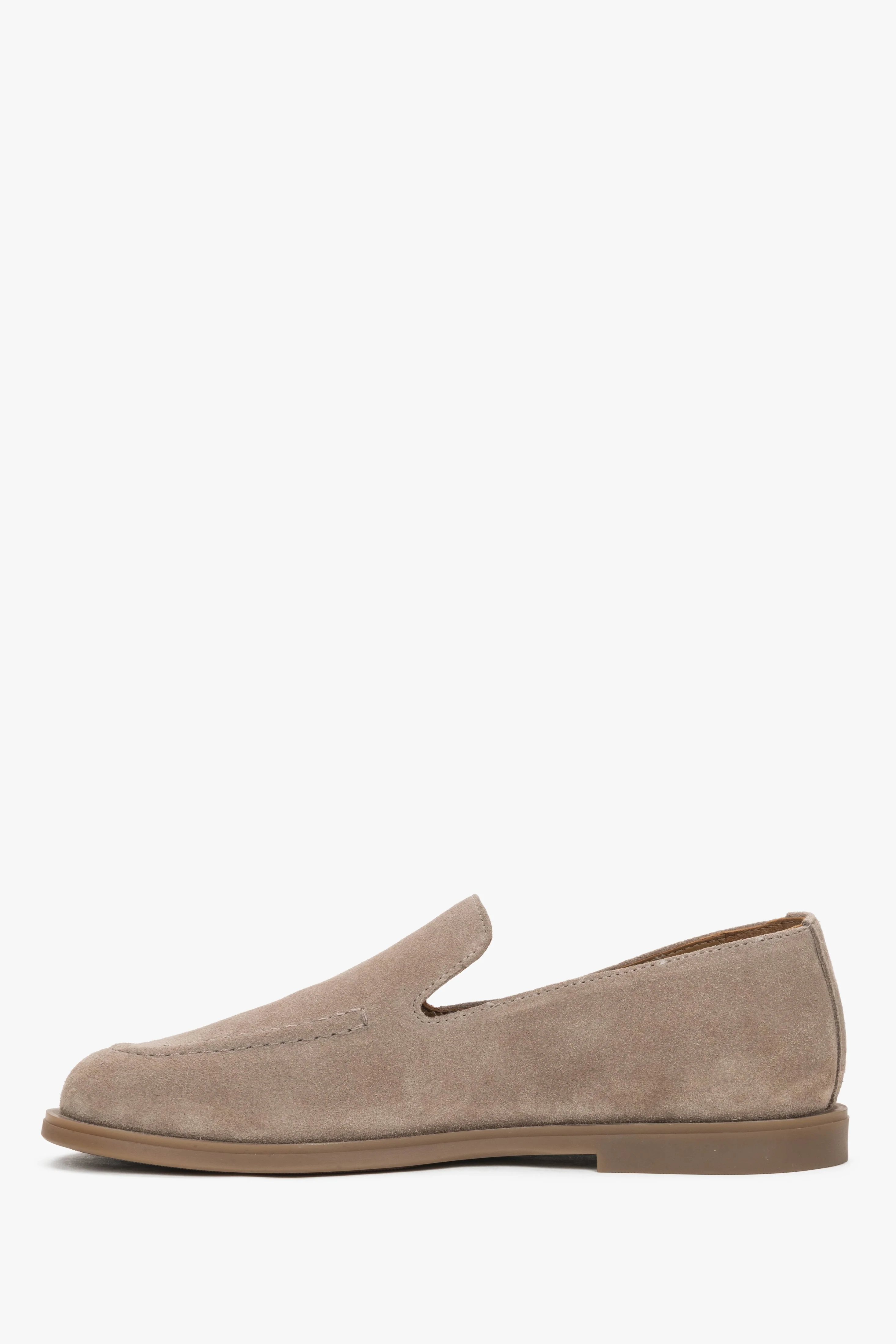 Jasnobrązowe mokasyny damskie typu barefoot z włoskiego weluru naturalnego Premium Estro ER00119529 - Image 4
