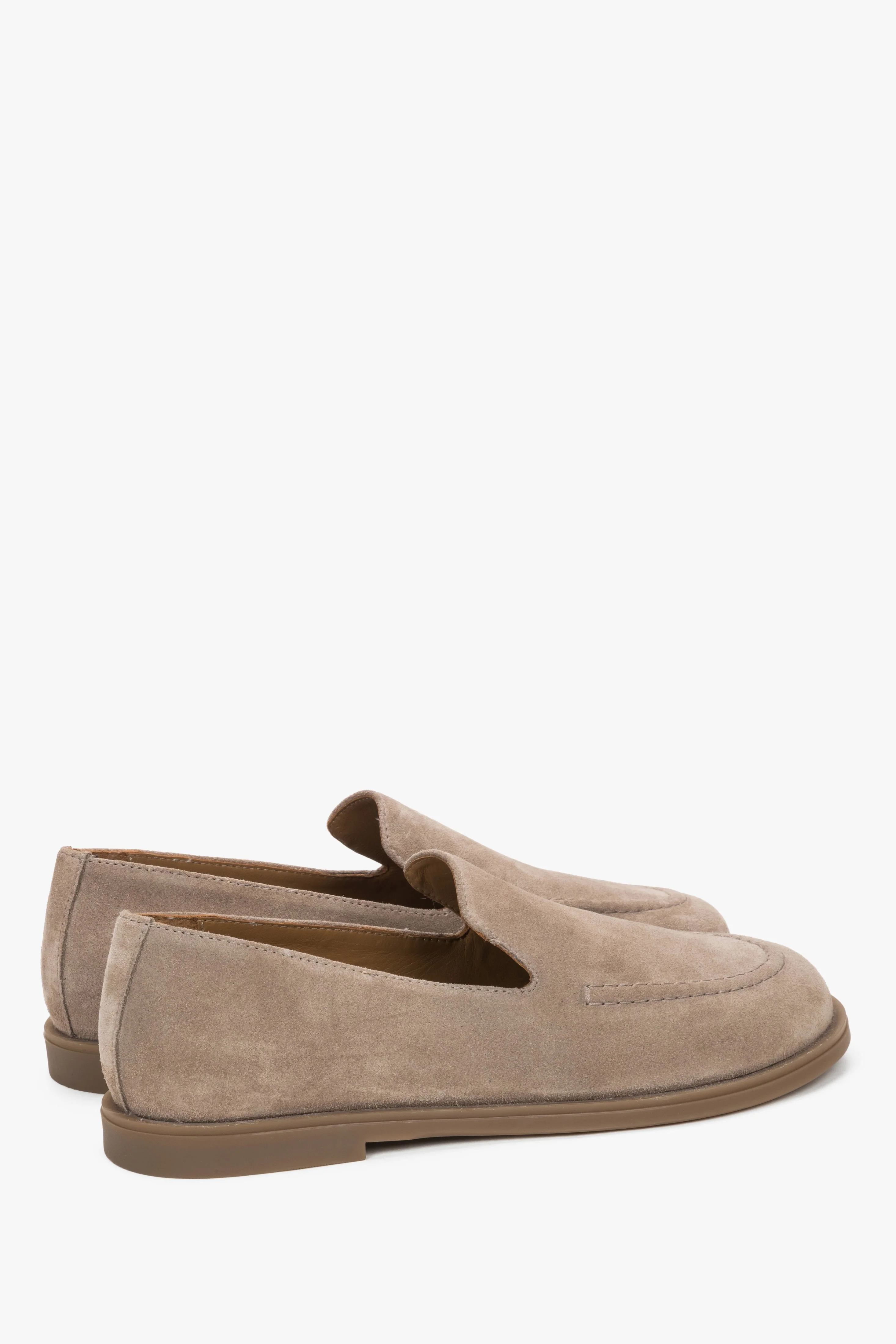 Jasnobrązowe mokasyny damskie typu barefoot z włoskiego weluru naturalnego Premium Estro ER00119529 - Image 5