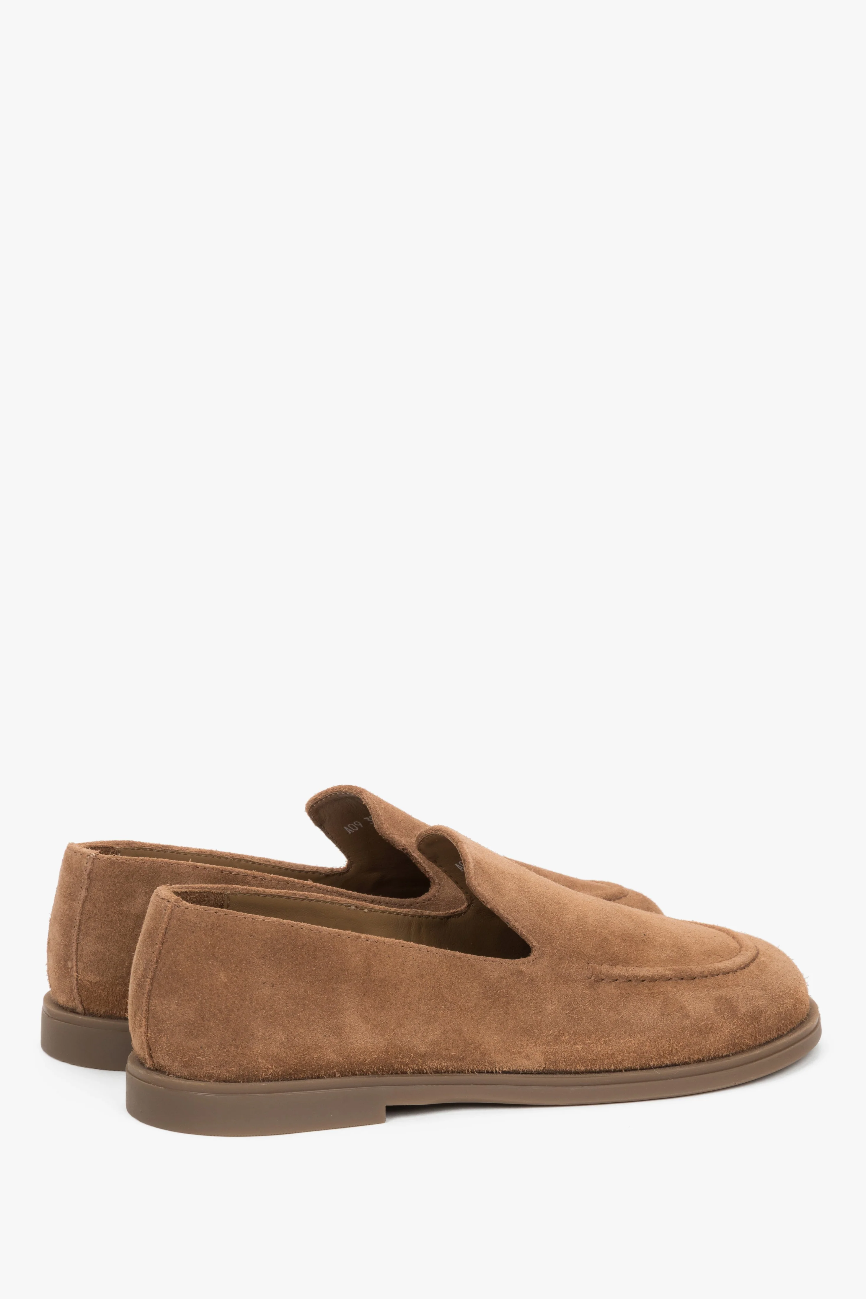Karmelowe mokasyny damskie typu barefoot z włoskiego weluru naturalnego Premium Estro ER00119487 - Image 3