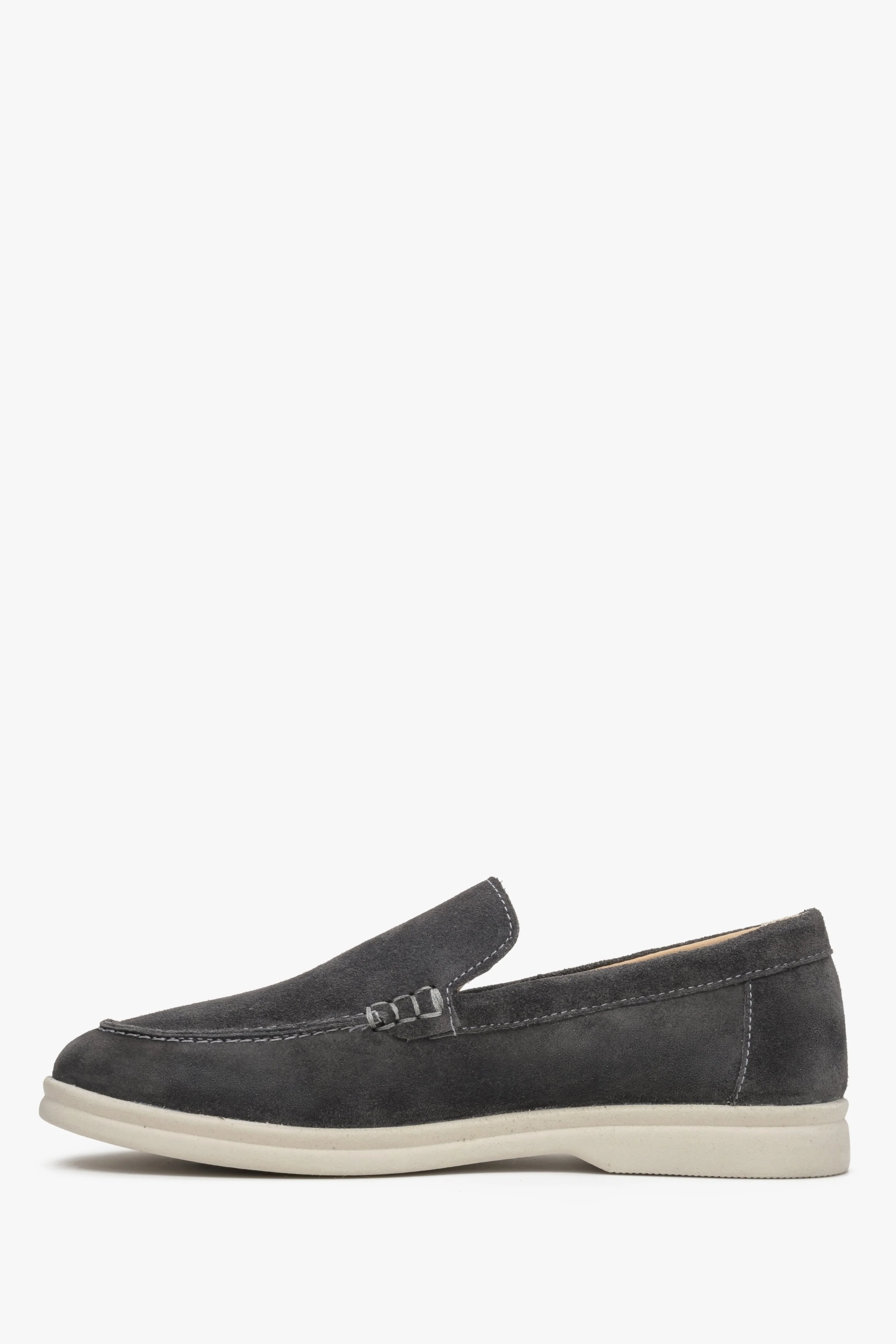 Ciemnoszare mokasyny damskie z weluru naturalnego Estro ER00113366 - Image 3