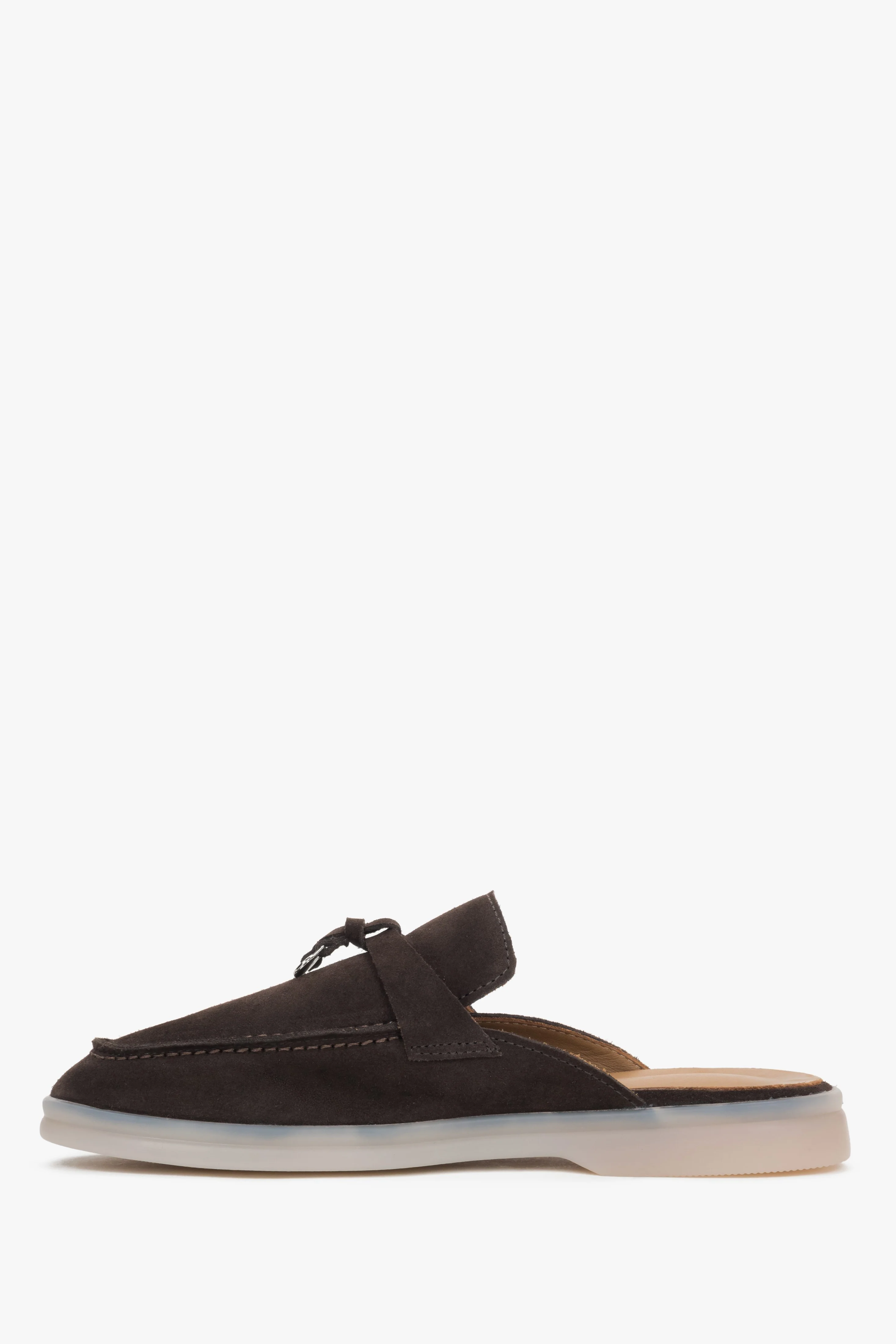 Ciemnobrązowe mule damskie z miękkiego włoskiego weluru naturalnego Premium Estro ER00119048 - Image 6
