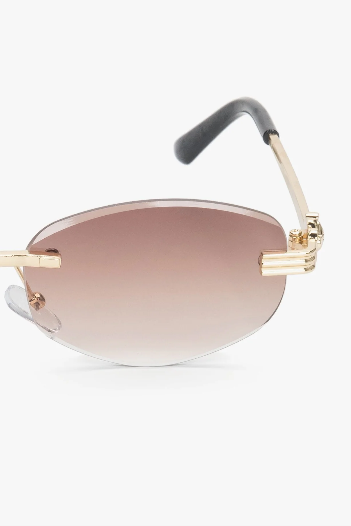 Brązowo-złote owalne okulary przeciwsłoneczne bez ramek Estro ER00119100 - Image 6