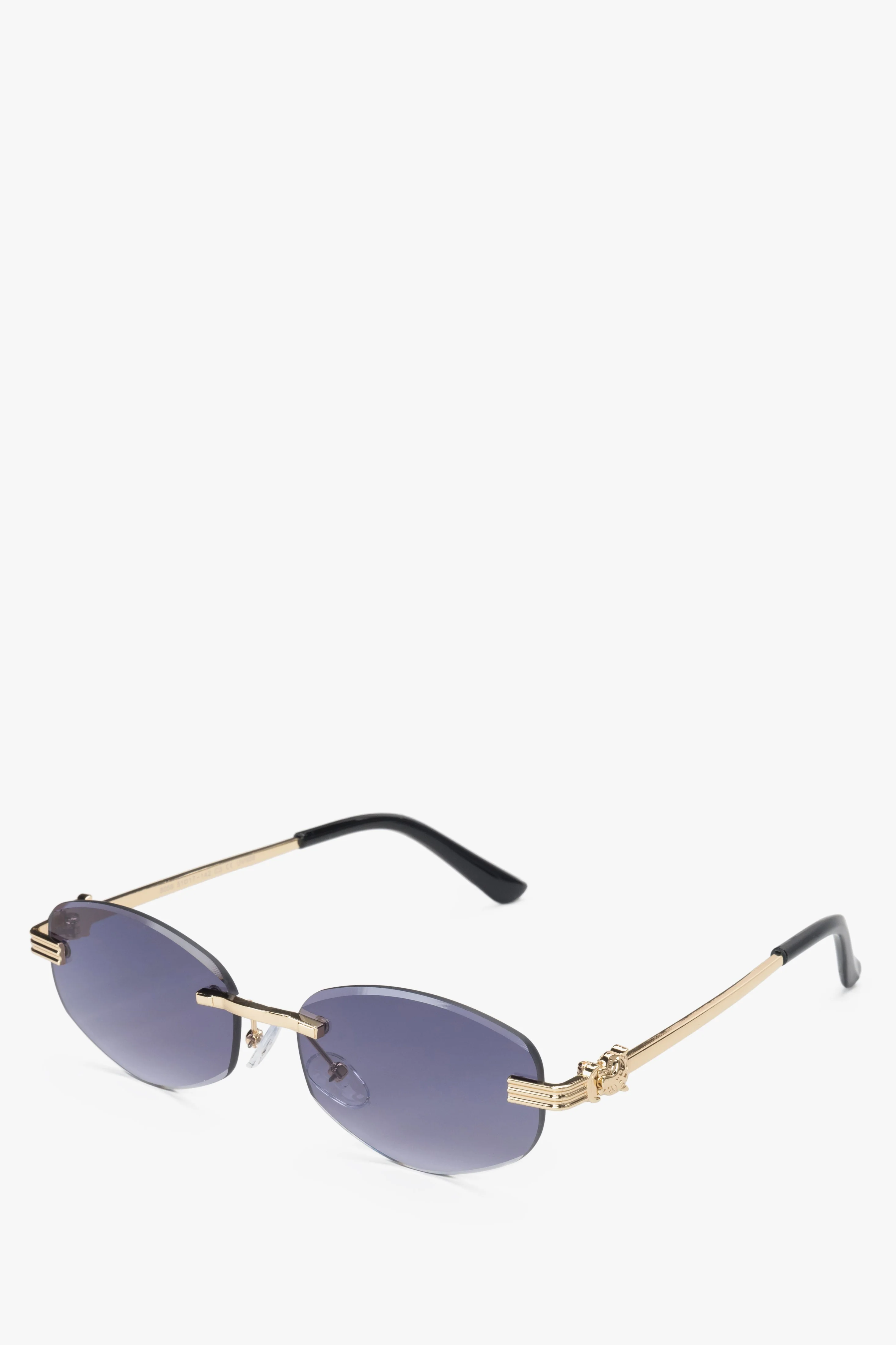 Szaro-złote owalne okulary przeciwsłoneczne bez ramek Estro ER00119099 - Image 2