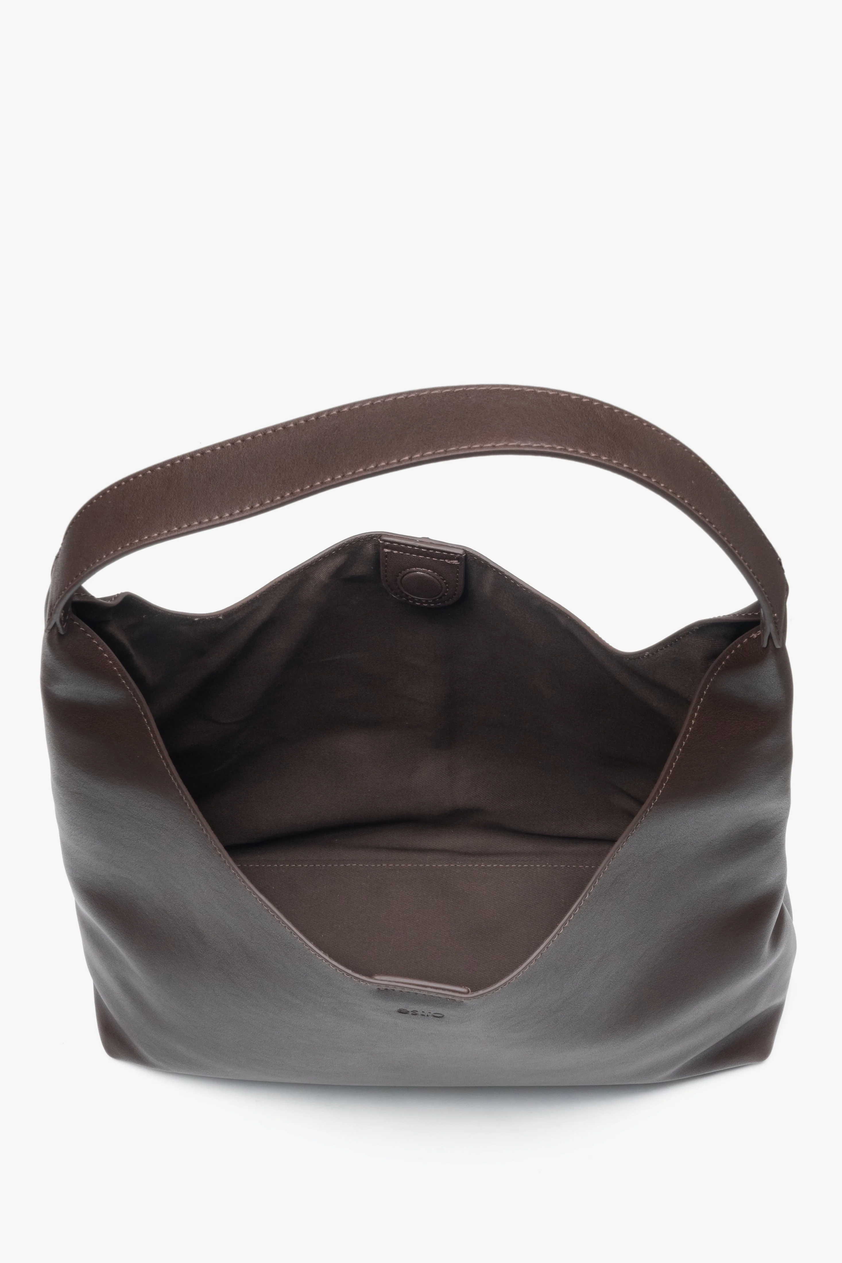Pojemna ciemnobrązowa shopperka damska ze skóry naturalnej Estro ER00118028 - Image 4